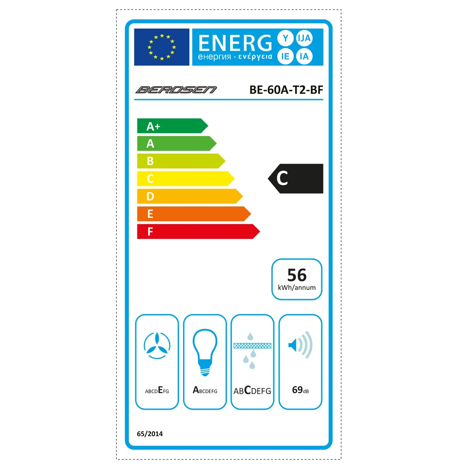 Berdsen BE-60A-T2 INOX 60 cm kamino gartraukis - nuotrauka 1