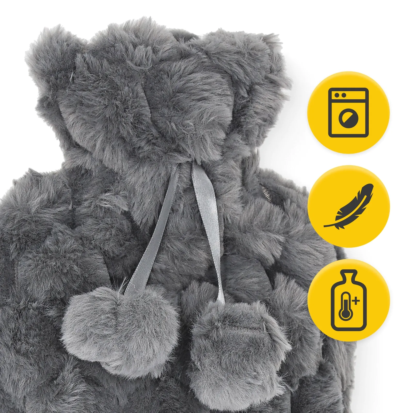 Guminis karšto vandens butelis pliušiniame dangtelyje