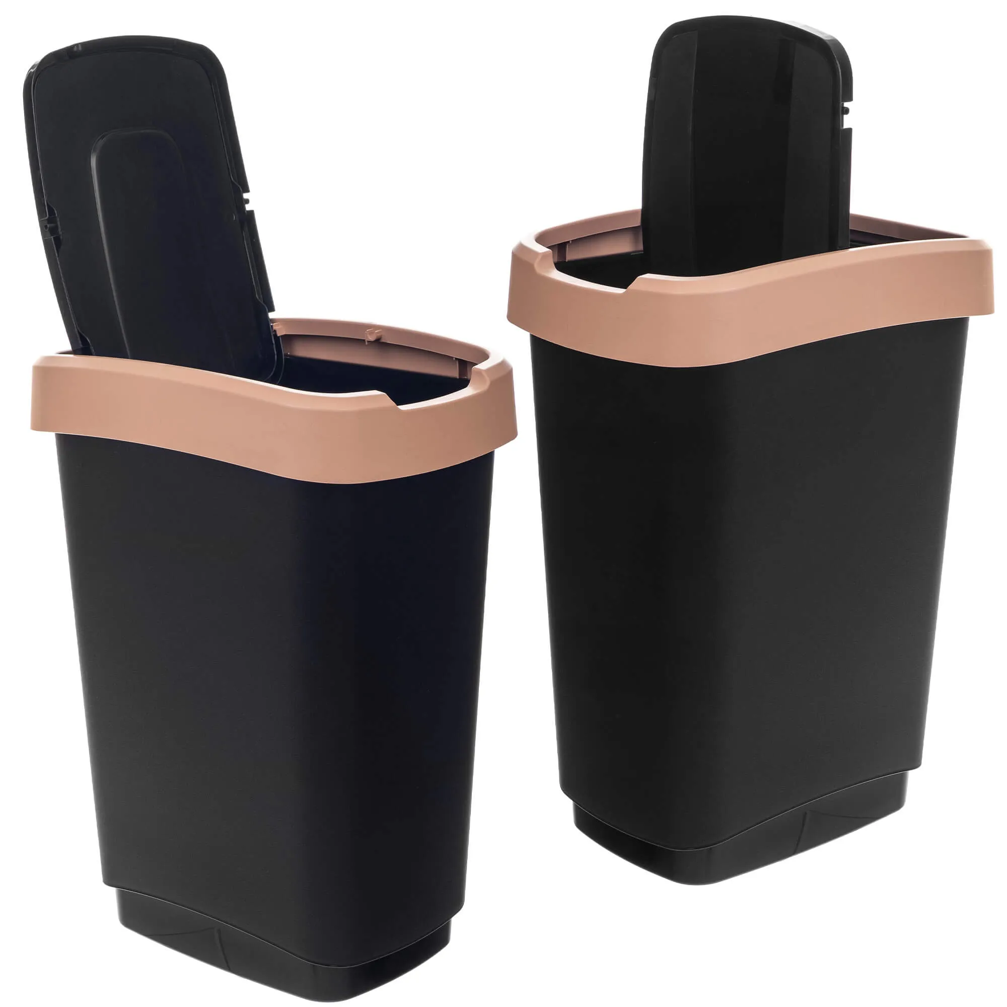 Morin 25 l šiukšliadėžė su besisukančiu dangčiu, juodos ir rudos spalvos