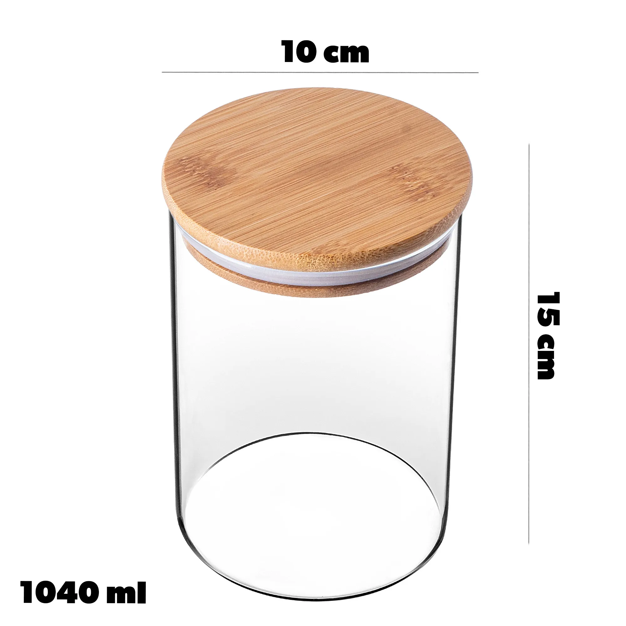 Piney stiklinis indas su bambuko dangteliu, 1040 ml