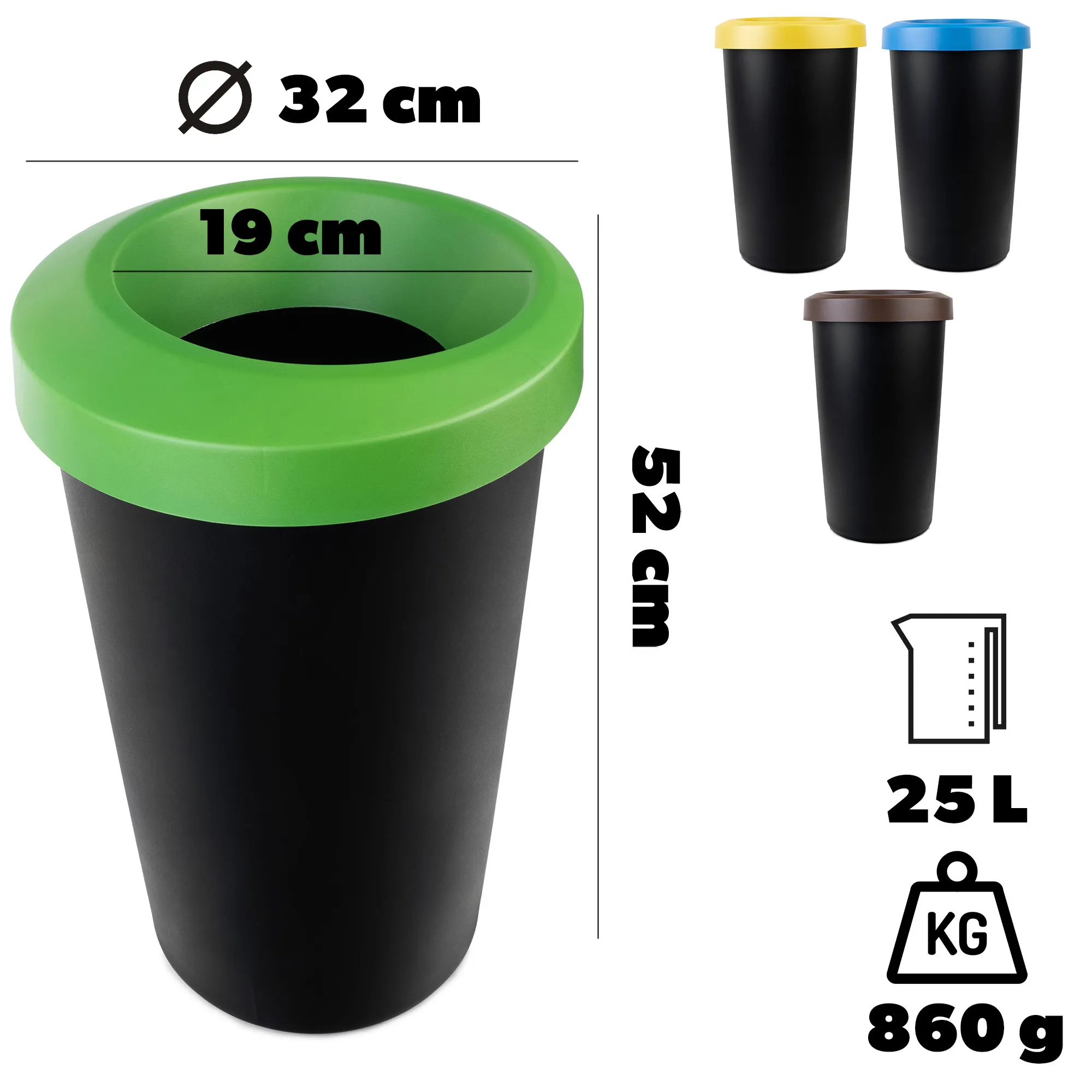 Givry šiukšliadėžė 4 x 25 l, juoda