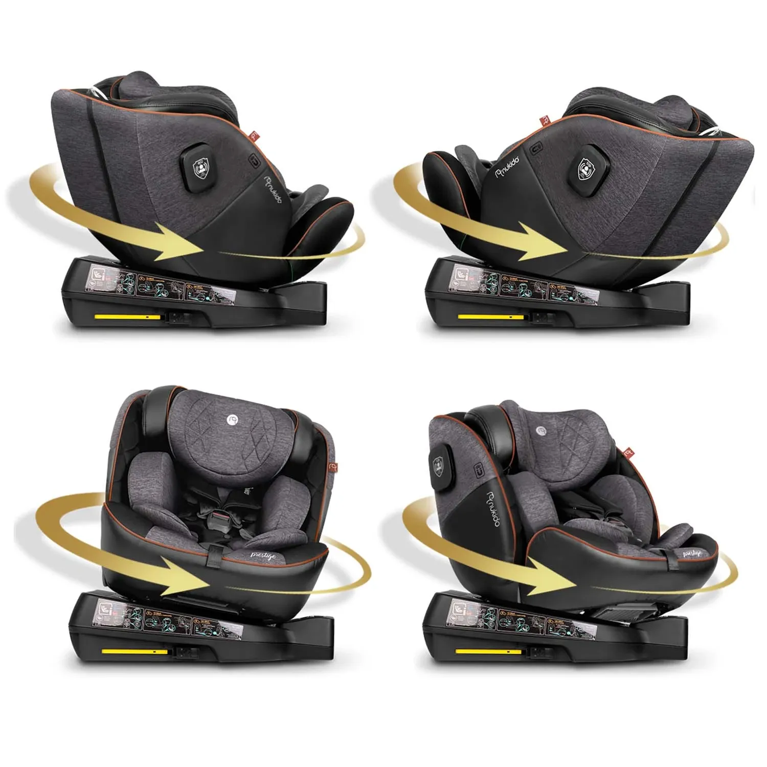 „Nukido Prestige Line“ juodos ir pilkos spalvos automobilinė kėdutė, 0-36 kg, su ISOFIX sistema - nuotrauka 1