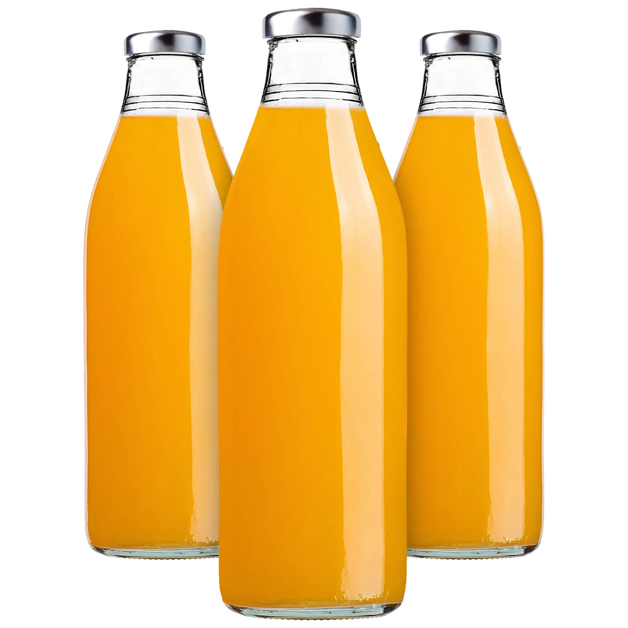 Arvigo 1 l stiklinis sulčių butelis su sidabriniu dangteliu, 3 vnt.