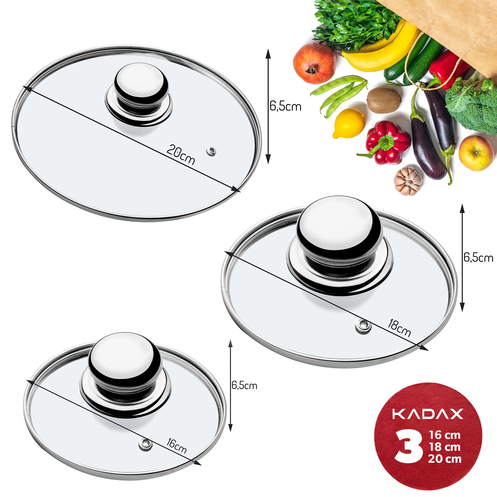 „Vicenza“ orkaitėje kepti tinkamų dangčių rinkinys, 16, 18, 20 cm