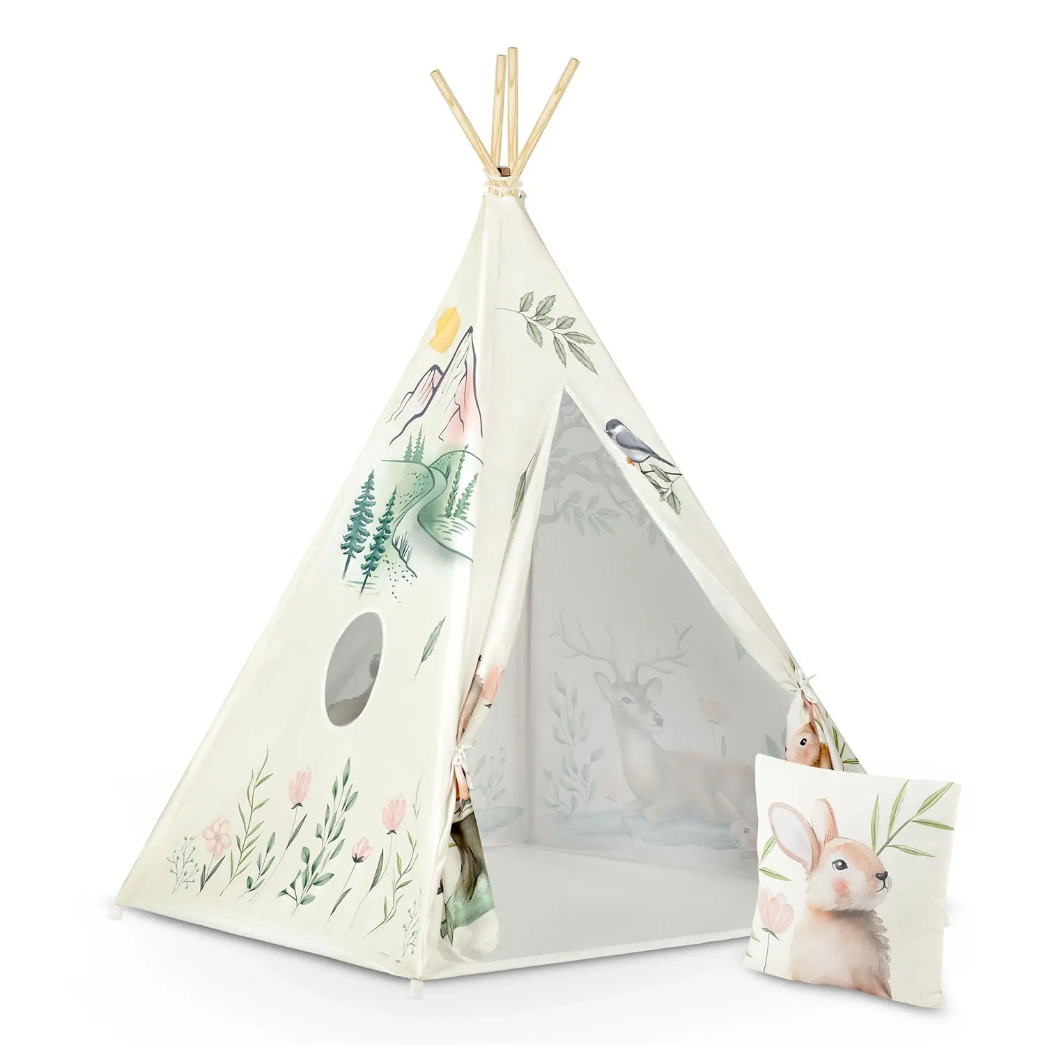 Nukido tipi palapinė vaikams - smėlio spalvos - nuotrauka 1