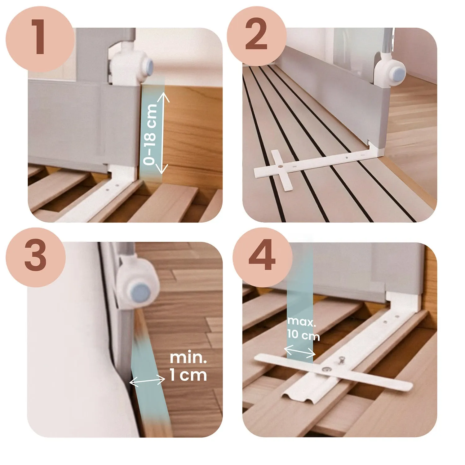 Apsauginė lovos užtvara, apsauginiai varteliai, spyna, 180 cm, Nukido NK-228, pilka - nuotrauka 1