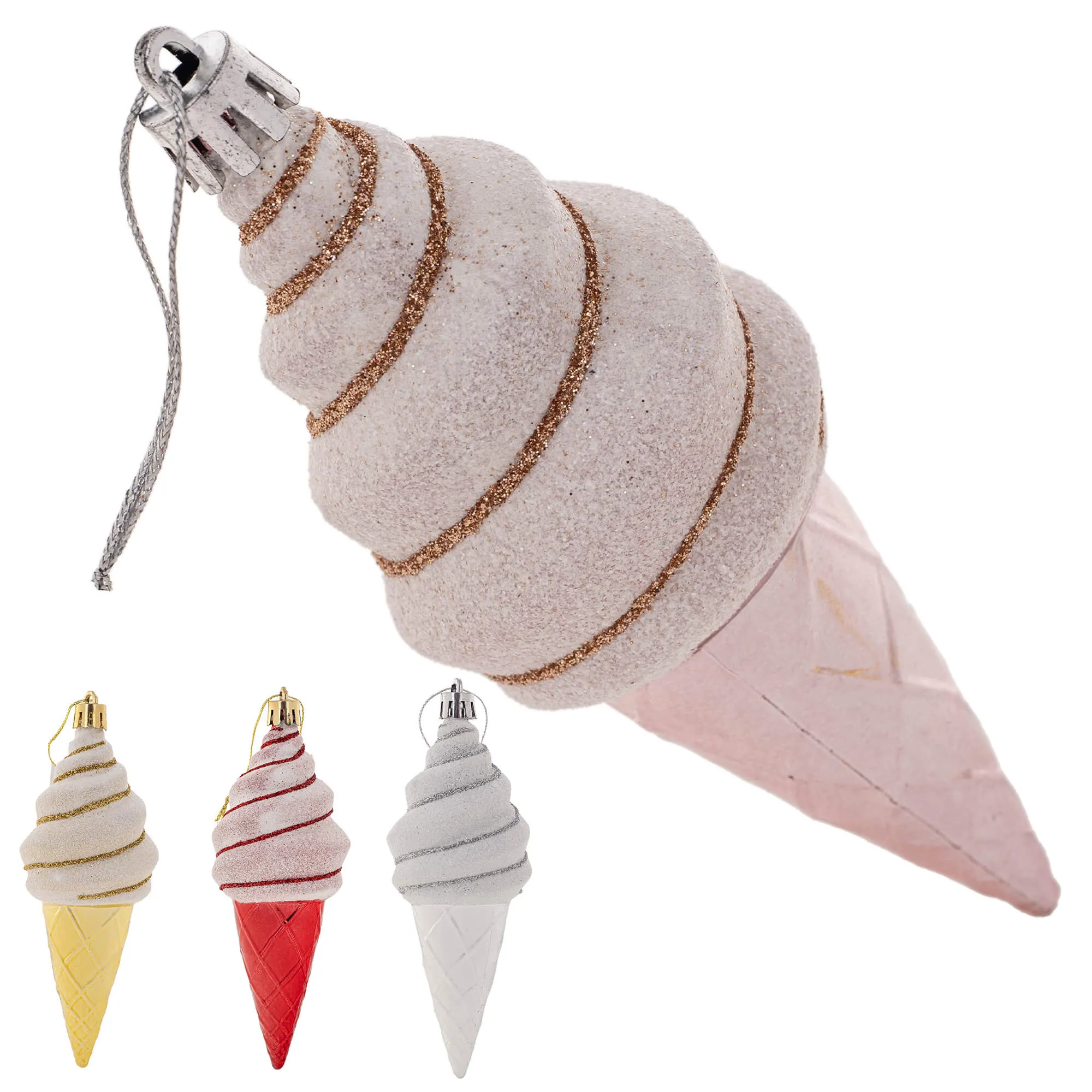 Abos kalėdinių eglutės papuošalų rinkinys, 4 vnt., ledai