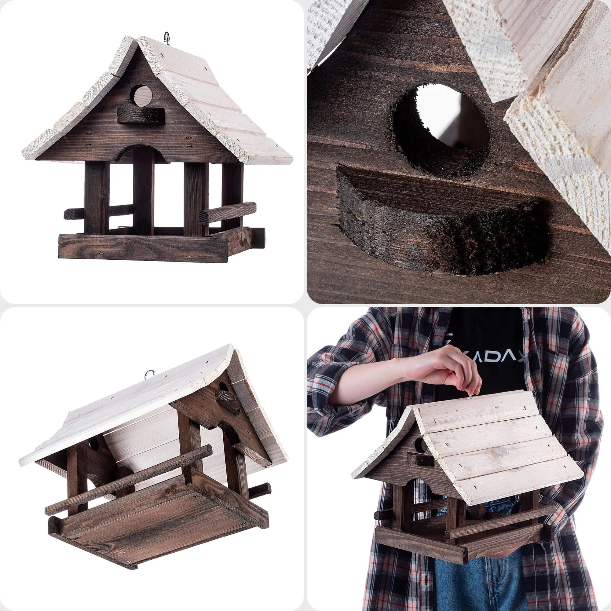 Arbis paukščių lesyklėlė, 30 x 25 cm, ruda ir balta