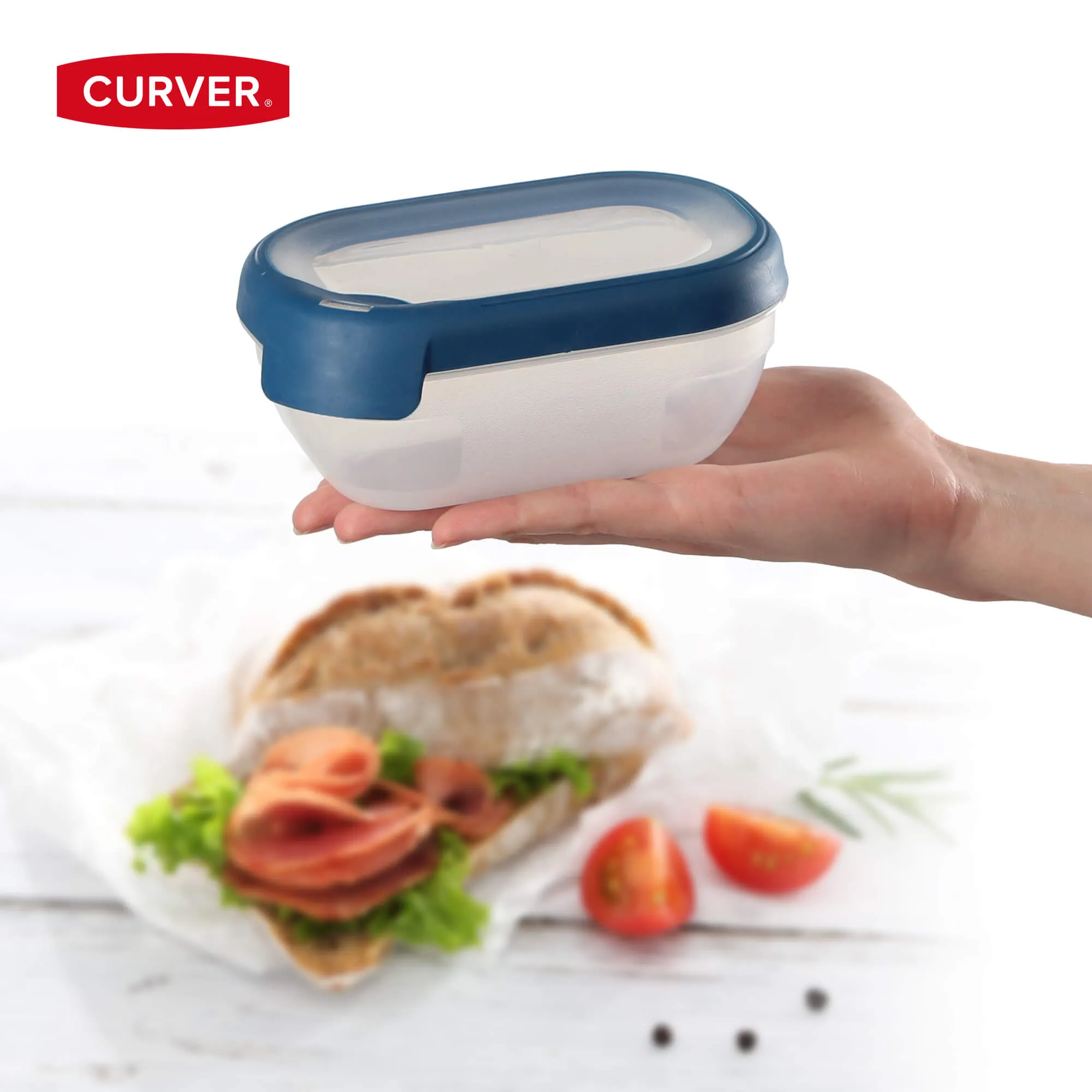 Stačiakampis indas 0,5 l „Curver Grand Chef Eco Line“, mėlynas