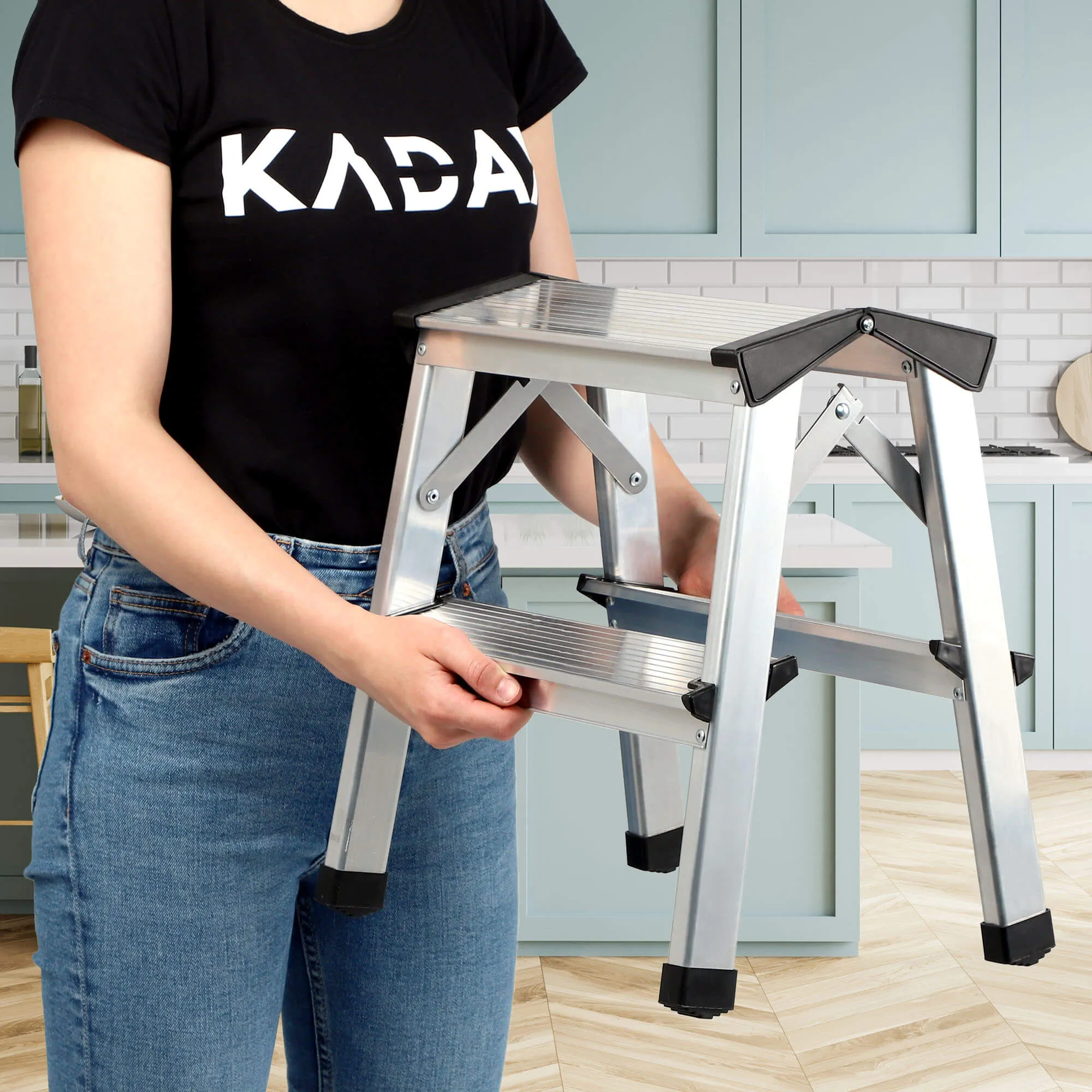 „Musko“ aliuminio kopėčios su platforma, 2 pakopų, 125 kg