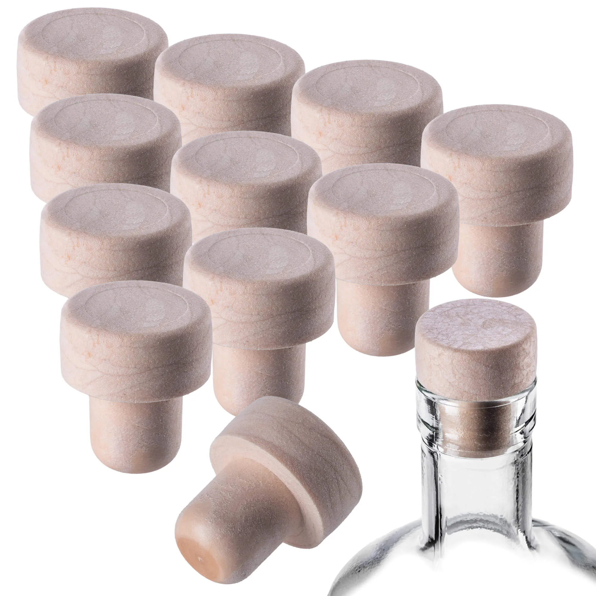 Velletri vyno butelio kamštis, sintetinis grybo formos, 21,5 mm, 100 vnt.