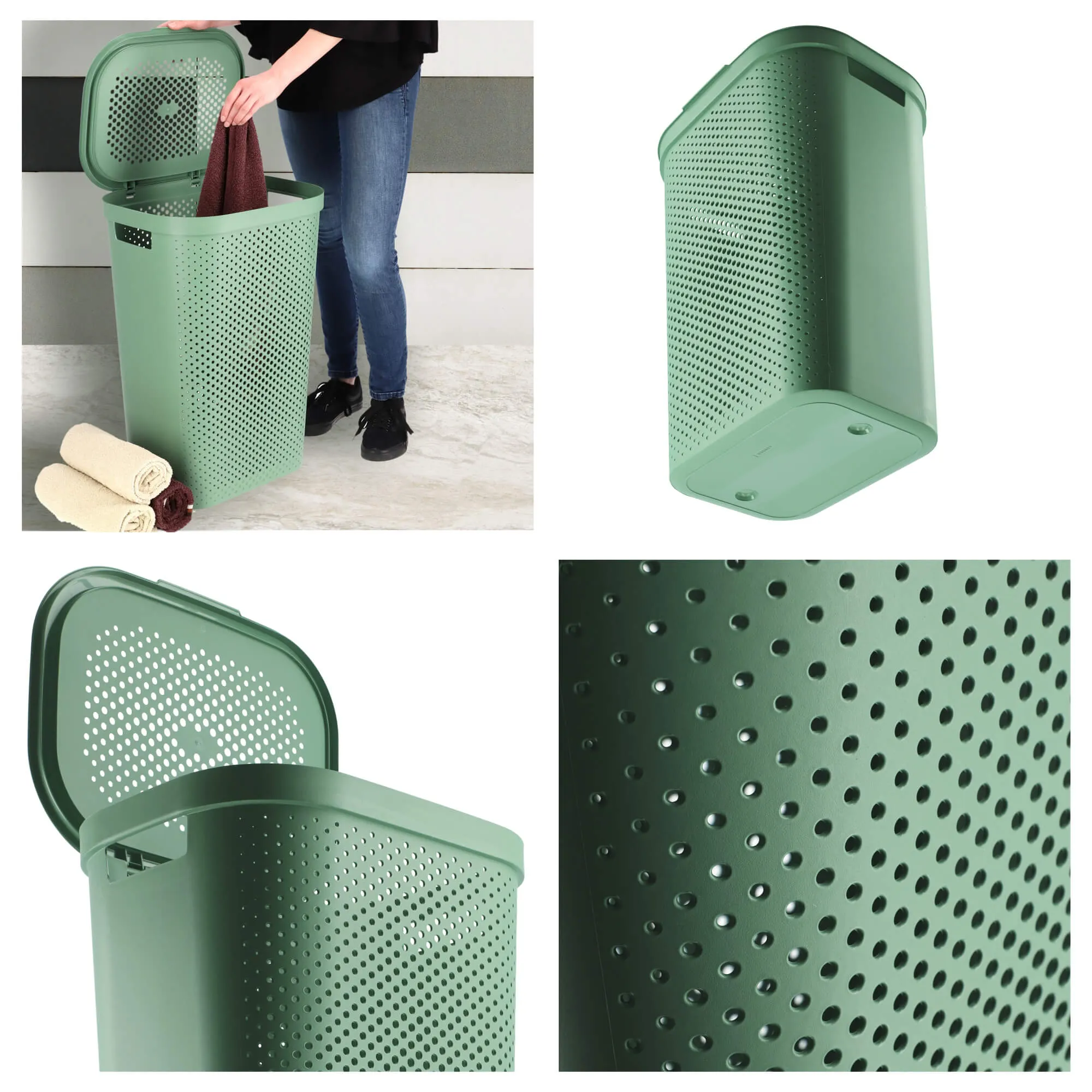 Curver Infinity 60L žalia šiukšliadėžė su dangčiu