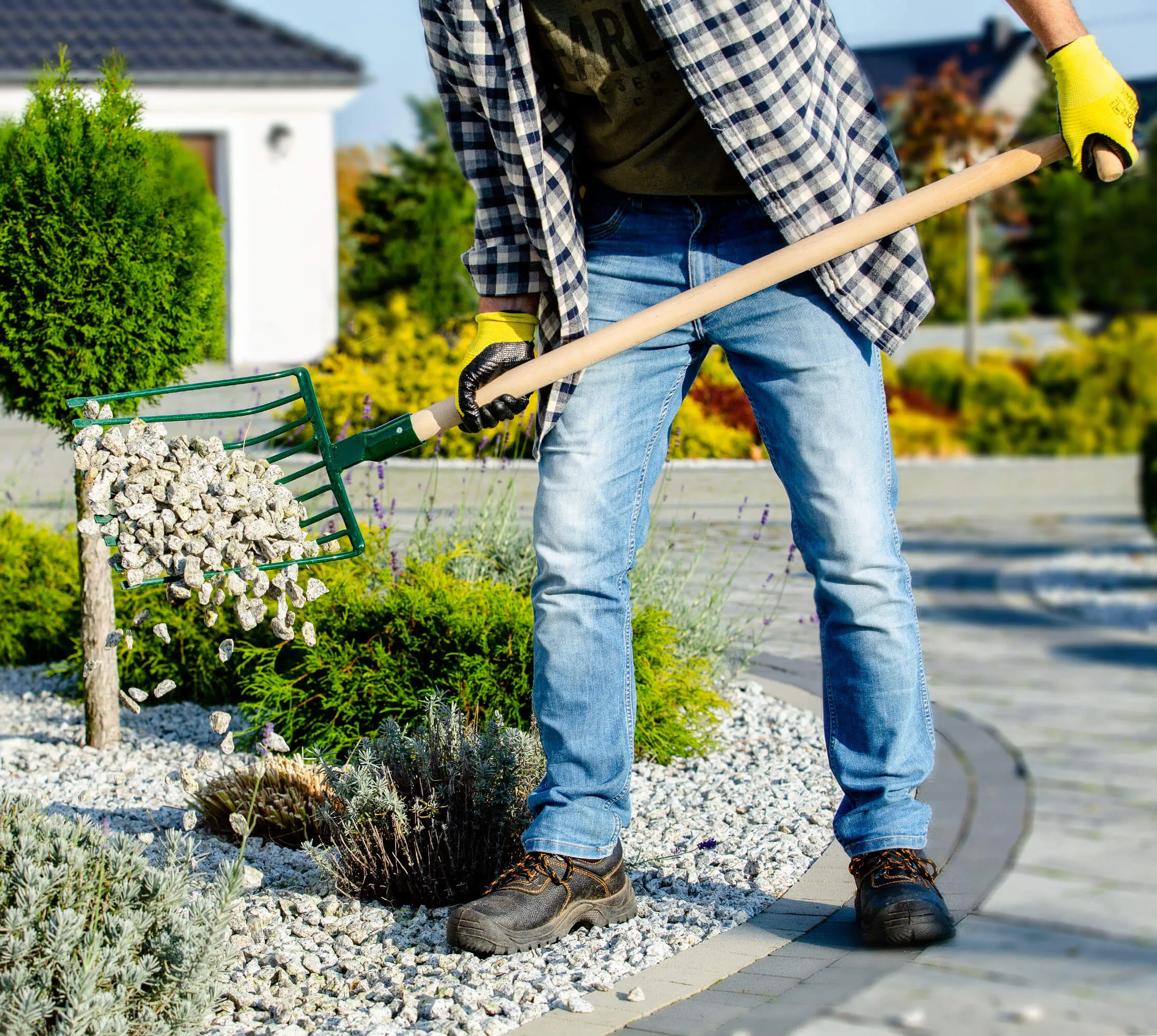 Vialle 9 dantų metalinė šakutė 131 cm, žalia