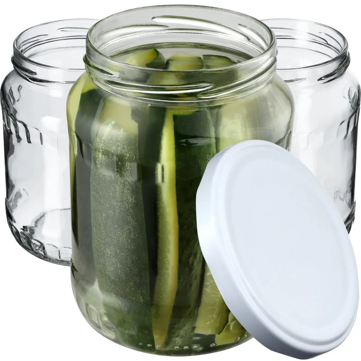 Jukka konservavimo stiklainiai 720 ml, 16 vnt., 82 mm + balti dangteliai