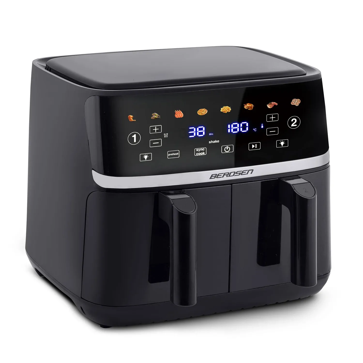 Didelė oro gruzdintuvė 10,2 l, XL dvigubos kameros, Berdsen BD-657, 1700 W, juoda - nuotrauka 1