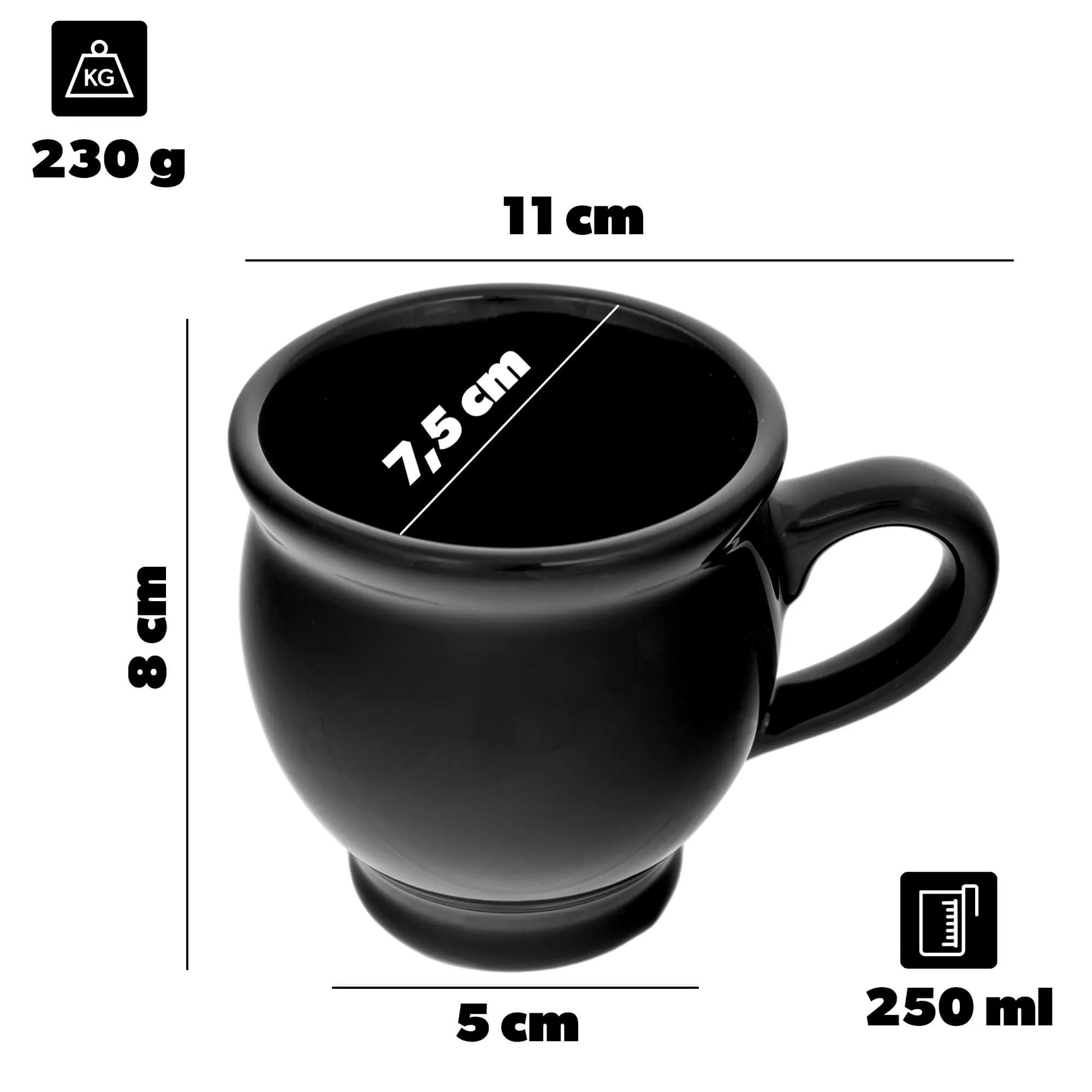 Lisle akmens masės karšto vyno puodelis, 250 ml, juodas