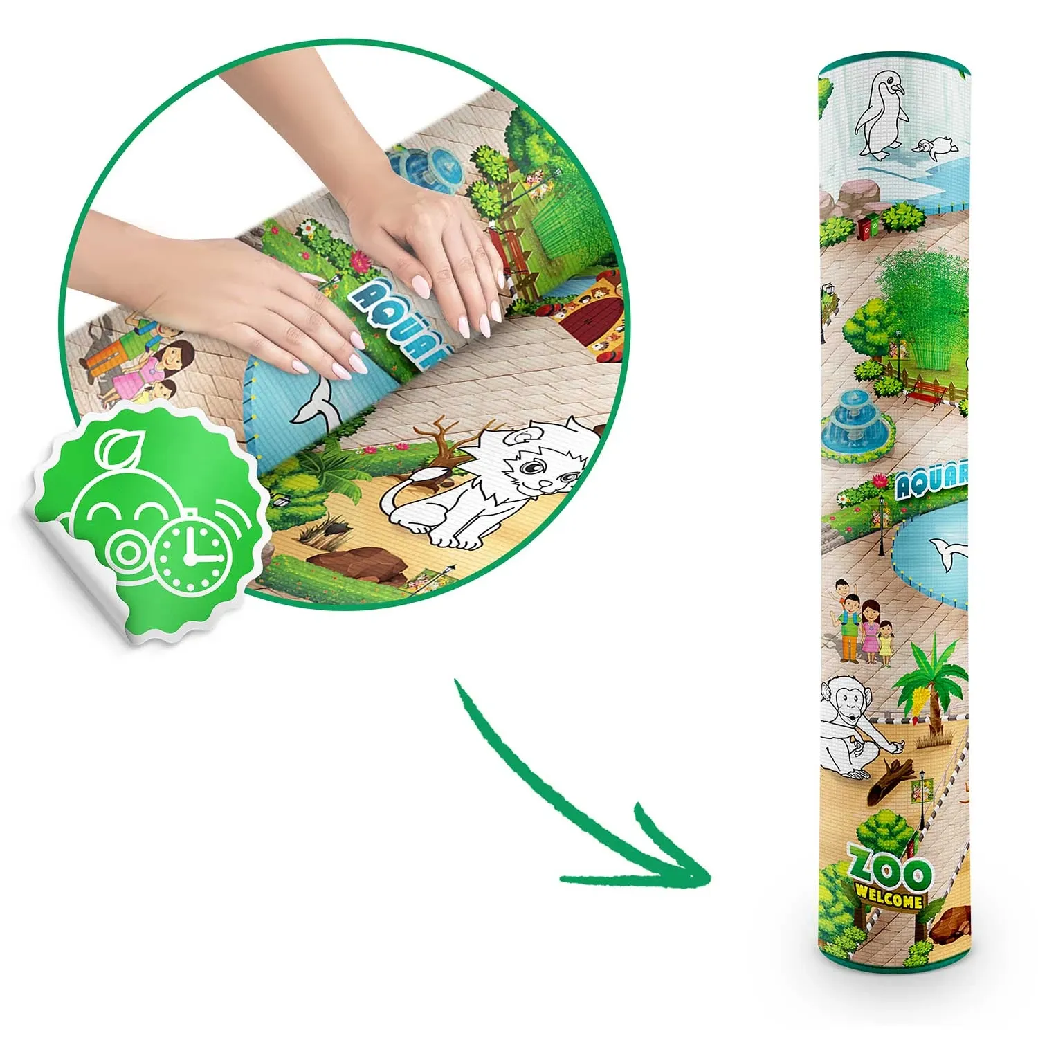 Ricokids RK-343 putplasčio kilimėlis spalvinimui, susuktas, 200 x 120 x 0,3 cm - nuotrauka 1