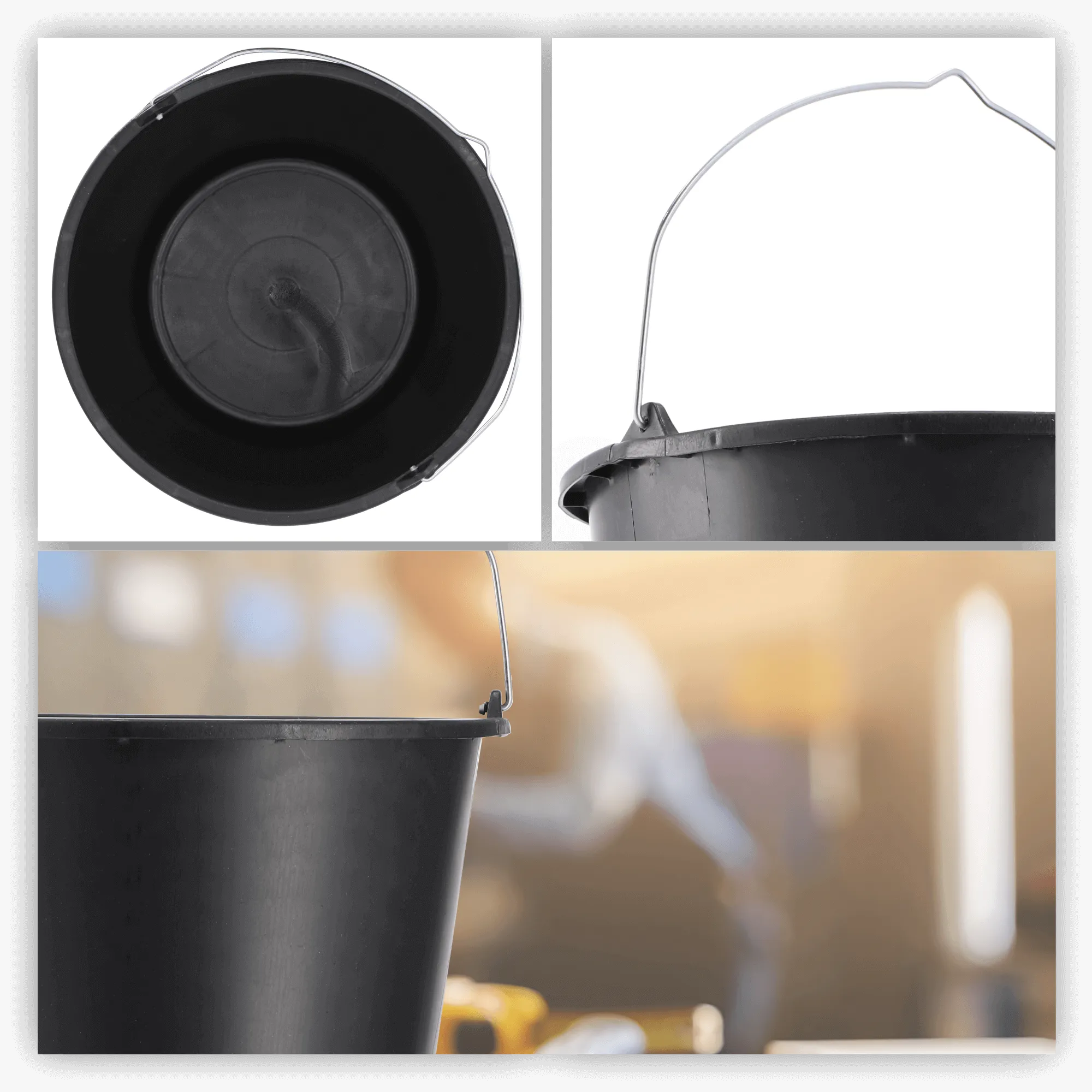 Bado statybiniai kibirai 20L, juodi, 6 vnt.