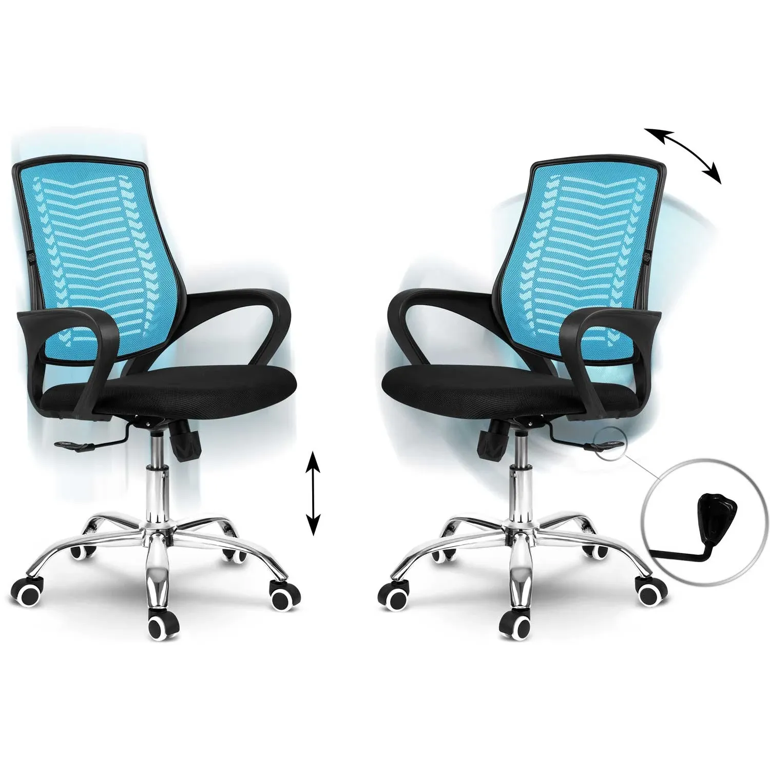 Sofotel Denar mikro tinklelio biuro kėdė, mėlyna - nuotrauka 1