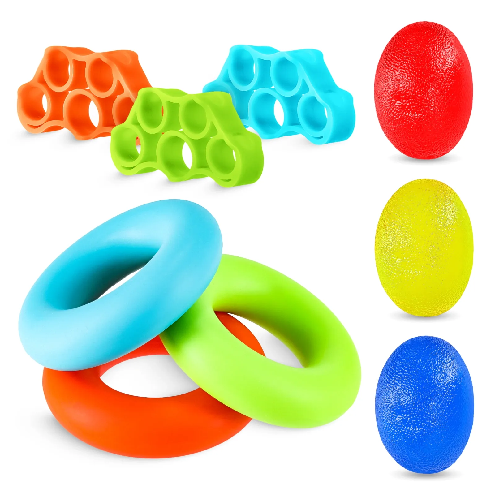 9 guminių juostų rinkinys rankų ir pirštų mankštai