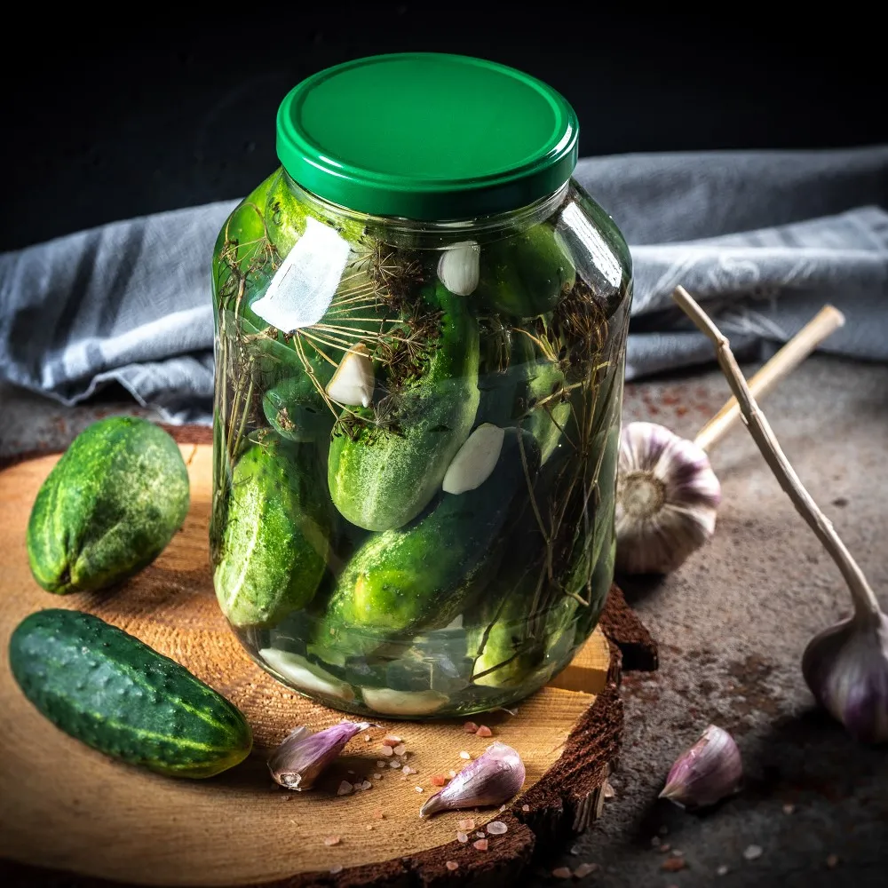 Albi stikliniai indeliai 2,5 l, 100 mm, + auksiniai dangteliai, 12 vnt.