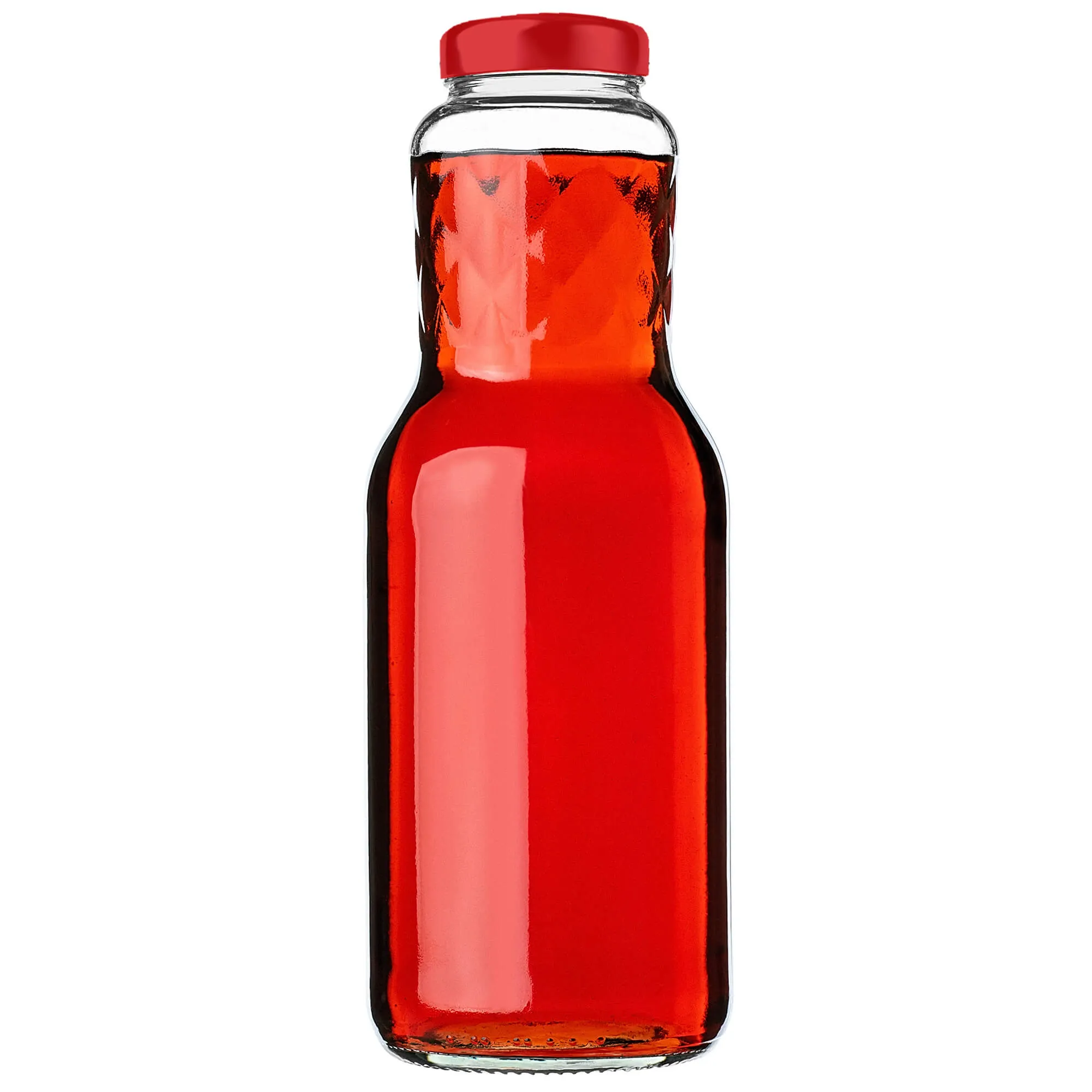 Stiklinis butelis Sorga sultims 1L + dangtelis FI53 raudonas 1 vnt.
