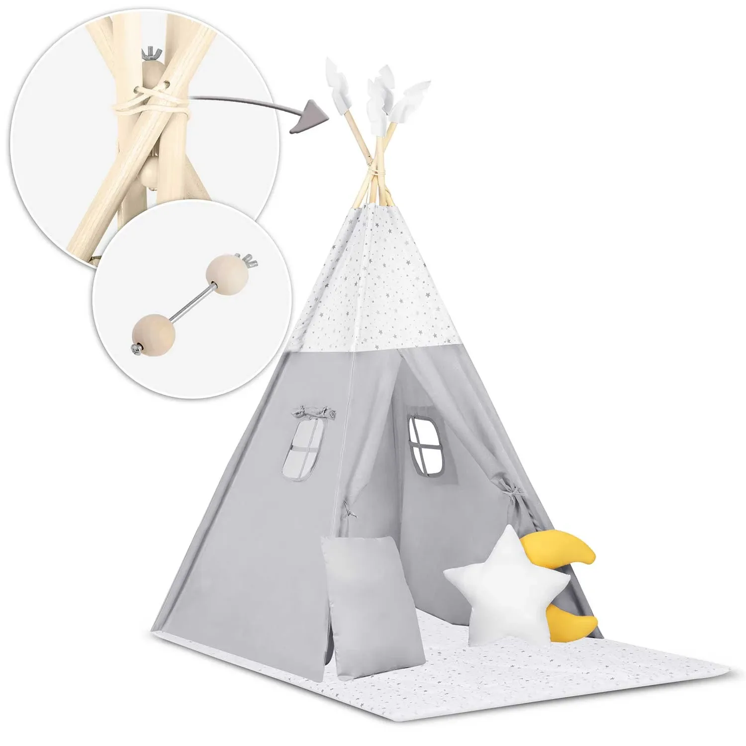 NK-406 Nukido vaikiška tipi palapinė - šviesiai pilka - nuotrauka 1