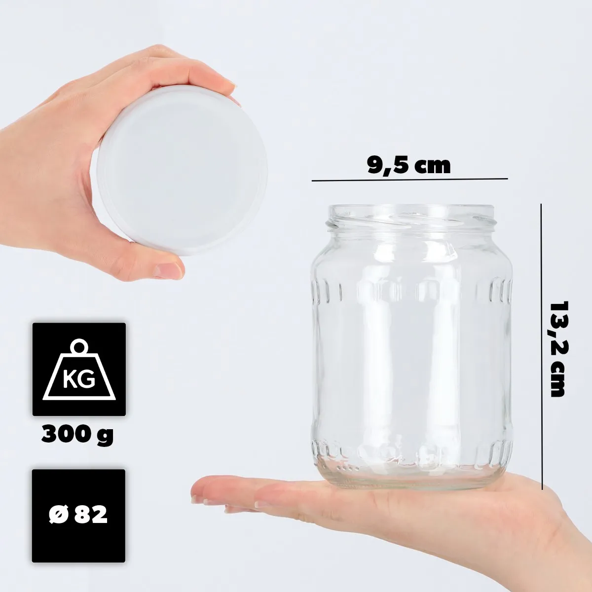 Jukka konservavimo stiklainiai 720 ml, 16 vnt., 82 mm + balti dangteliai