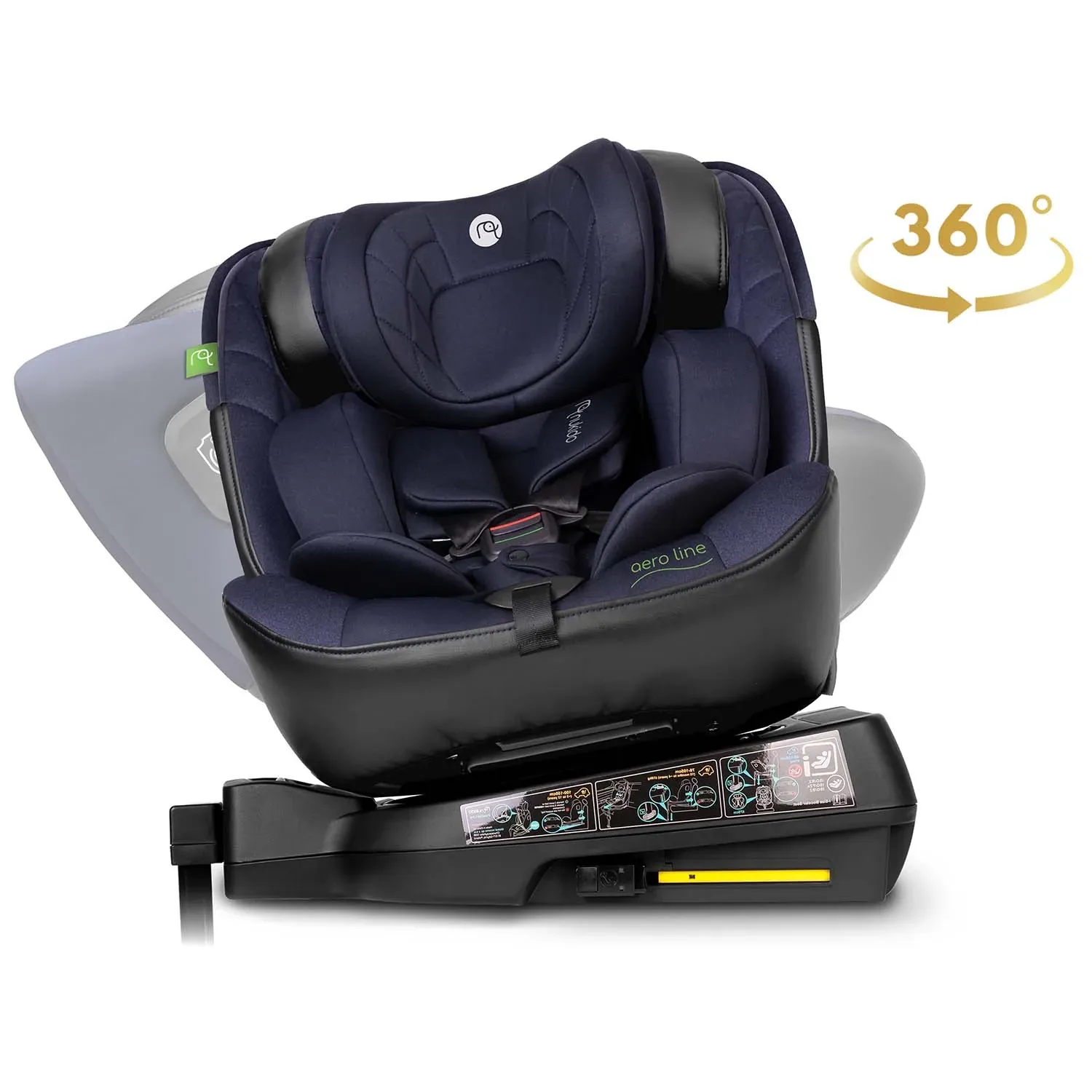 „Nukido Aero Line“ automobilinė kėdutė, juoda/tamsiai mėlyna, 0-36 kg, ISOFIX - nuotrauka 1