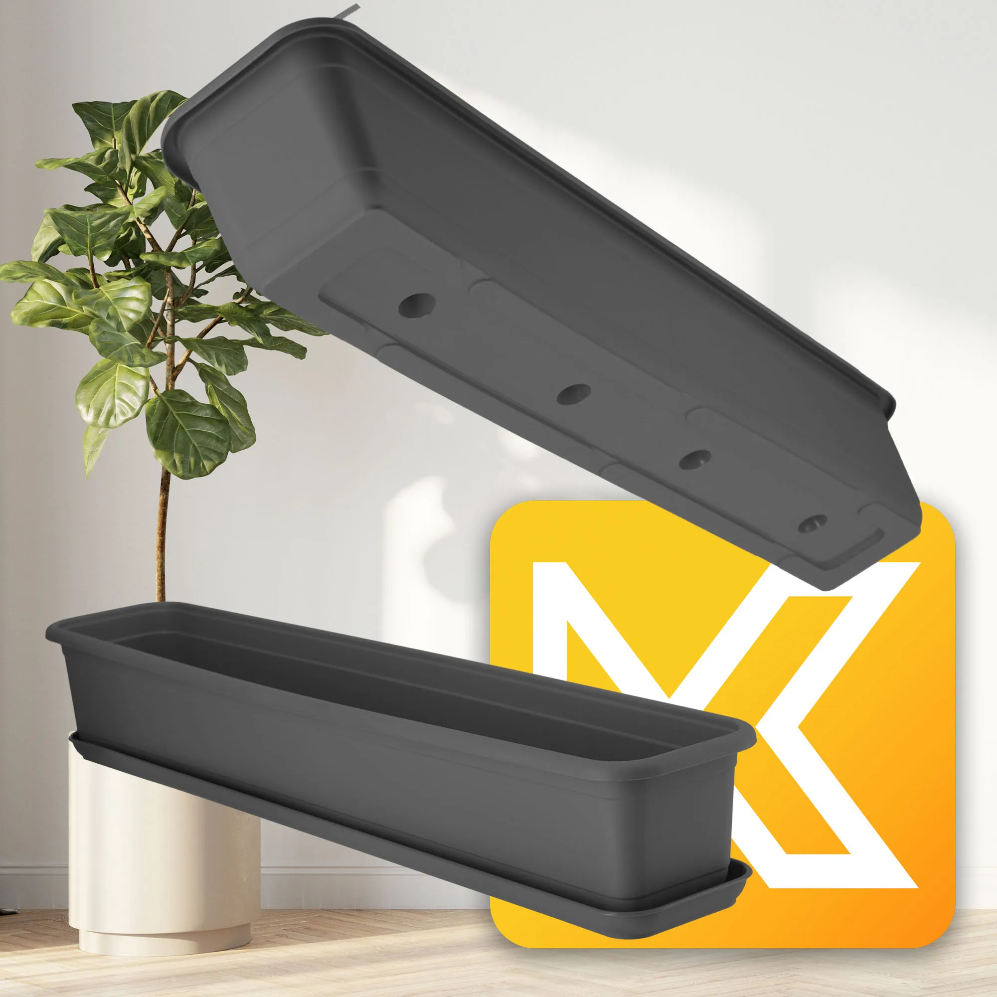 „Evron“ balkono dėžė su pagrindu ir rankenomis