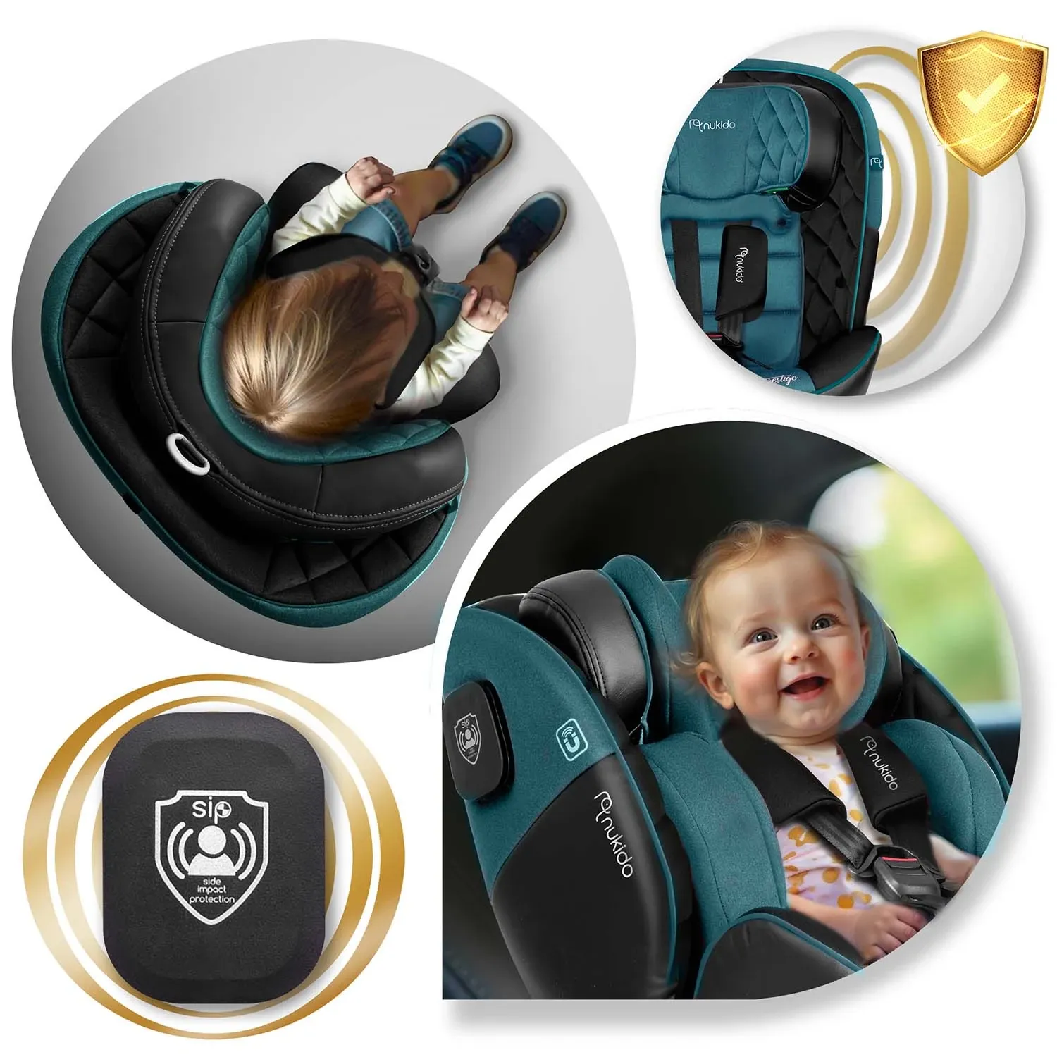 „Nukido Prestige Line“ automobilinė kėdutė, juoda ir mėlyna, 0-36 kg, ISOFIX - nuotrauka 1