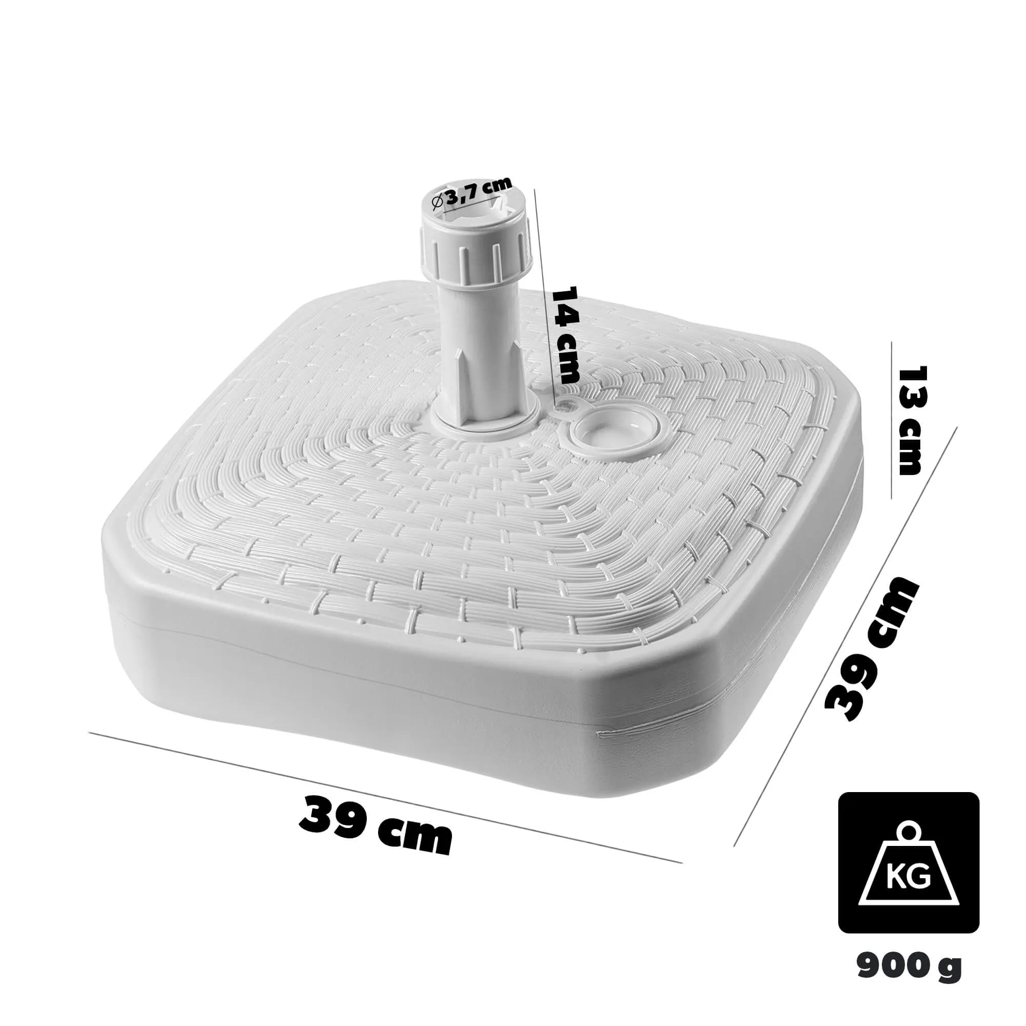 „Solero“ rotango kvadratinis sodo skėčio pagrindas, baltas