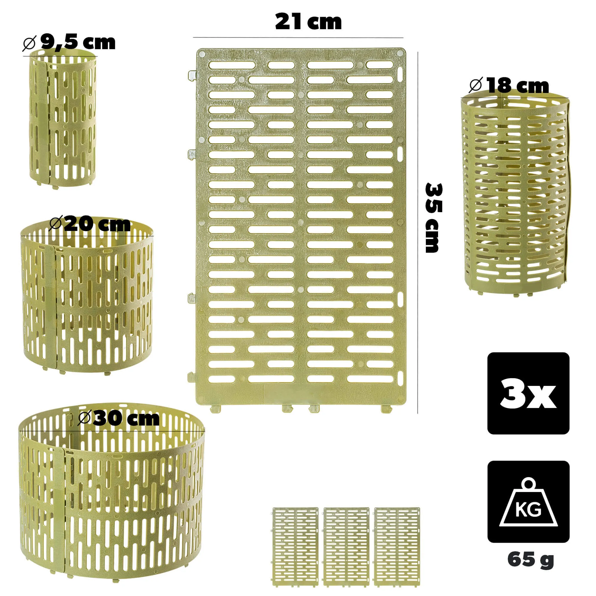 Ydes medžio kamieno uždangalai 20 x 33 cm žali 3 vnt.