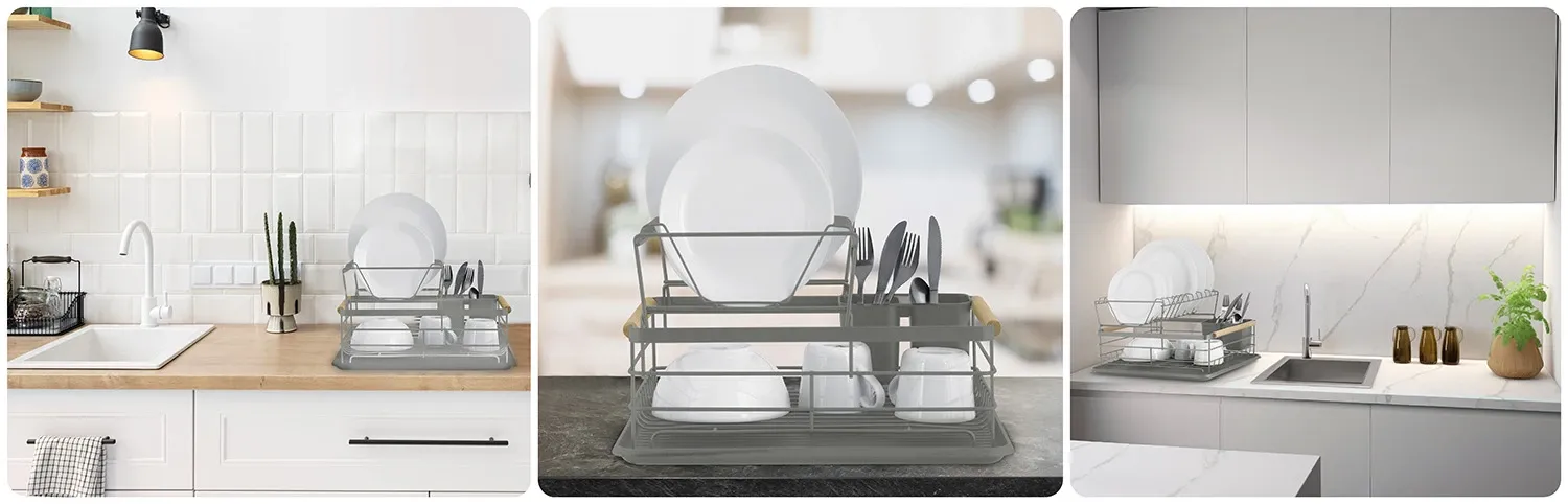 Dviejų lygių indų džiovyklė MS-601 Massido pilka - nuotrauka 1