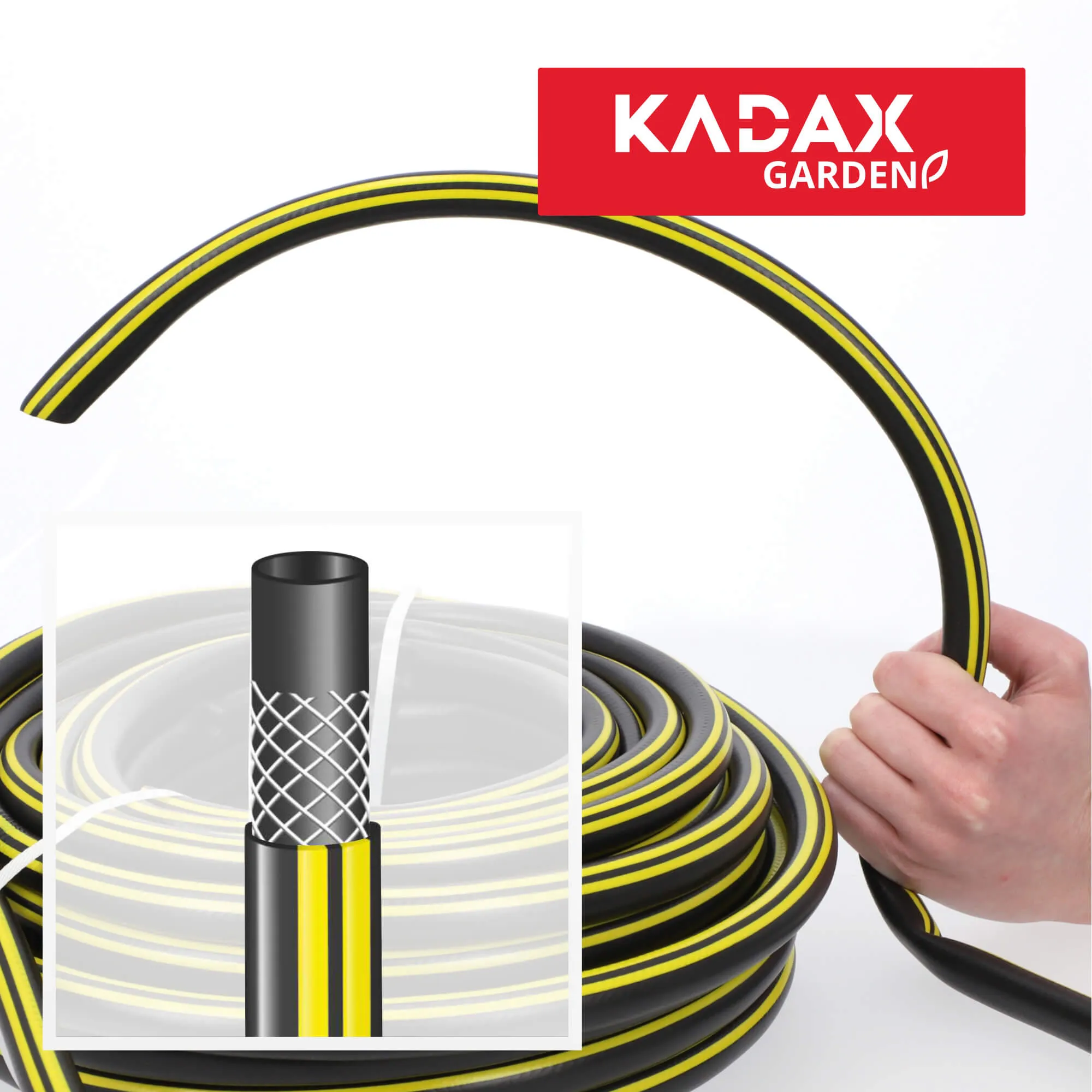 20 m 1/2 colio sodo žarna, juoda ir geltona