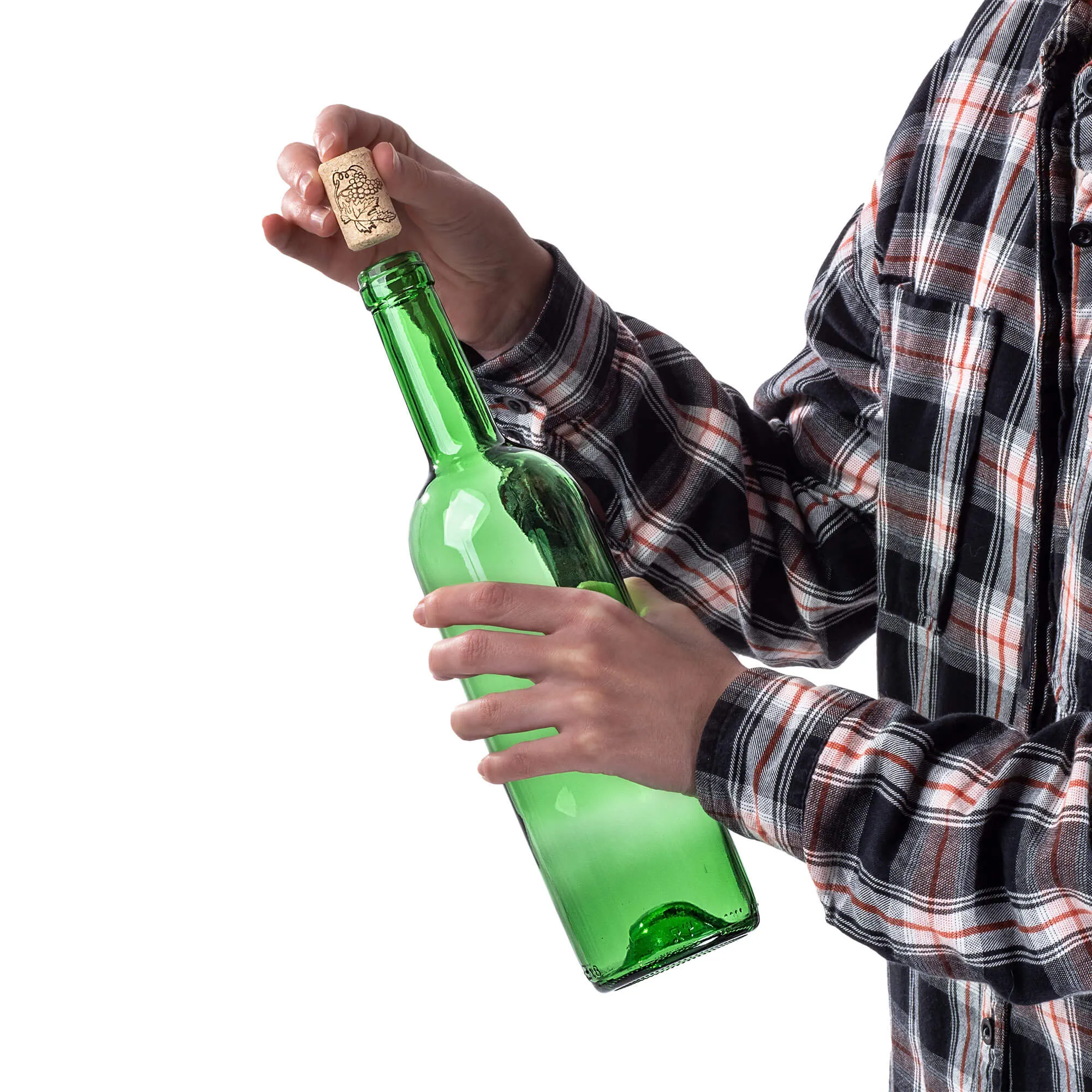 Biagio vyno butelis 750 ml žalias su aglomeruotu kamščiu 1 vnt.