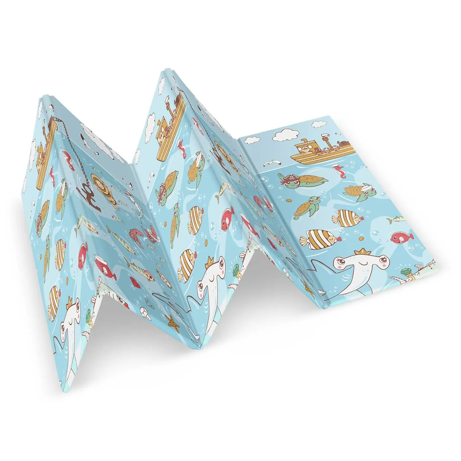 Sulankstomas edukacinis putplasčio kilimėlis 200 x 180 x 1 cm Nukido NK-340 vandenyno-žemės spalvos - nuotrauka 1