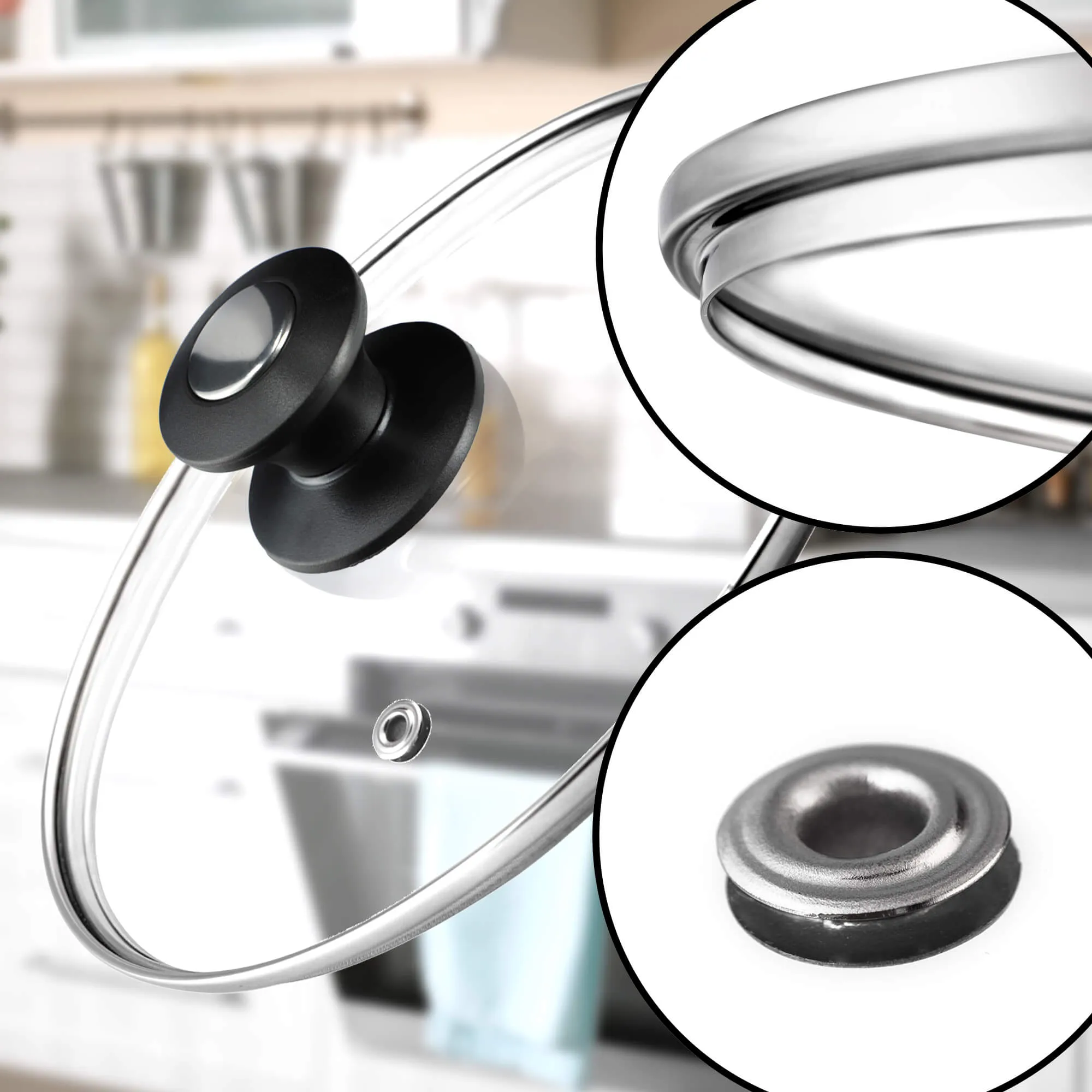 Barletta 30 cm orkaitėje atsparus dangtis su juoda rankena