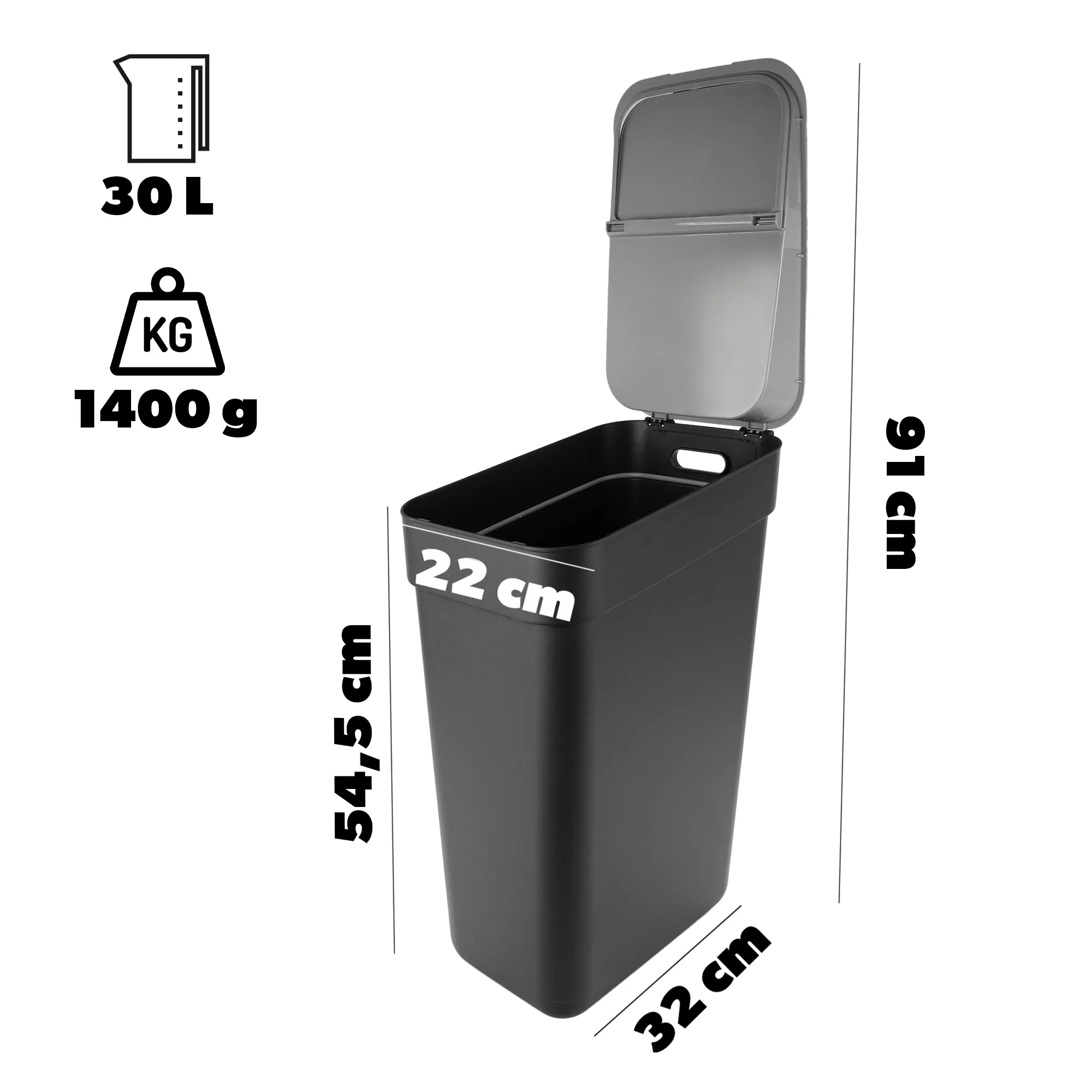 „Curver Ready to Collect“ 30 litrų pilka atliekų rūšiavimo šiukšliadėžė