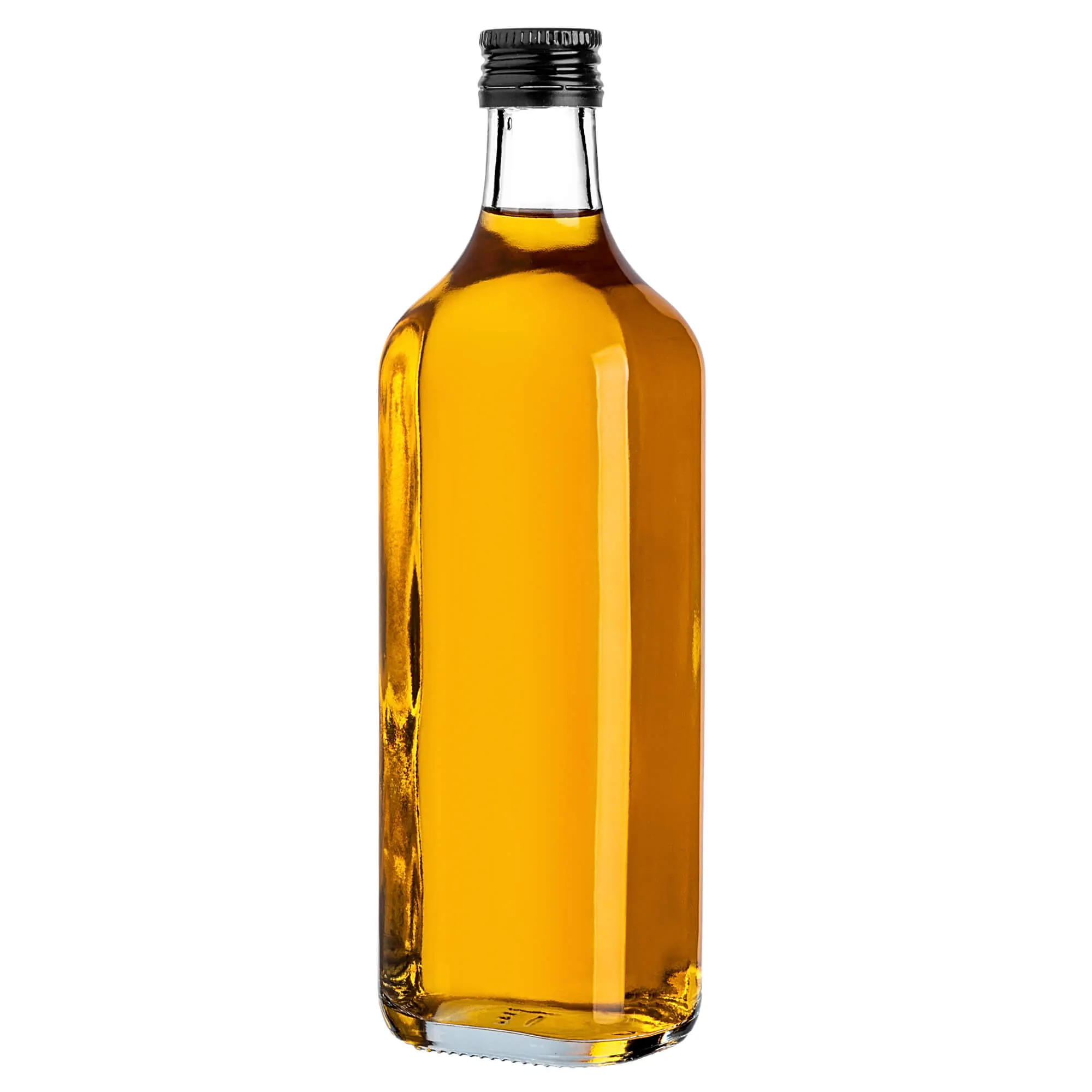 Vigna stikliniai viskio buteliai 500 ml su juodu dangteliu, 5 vnt.