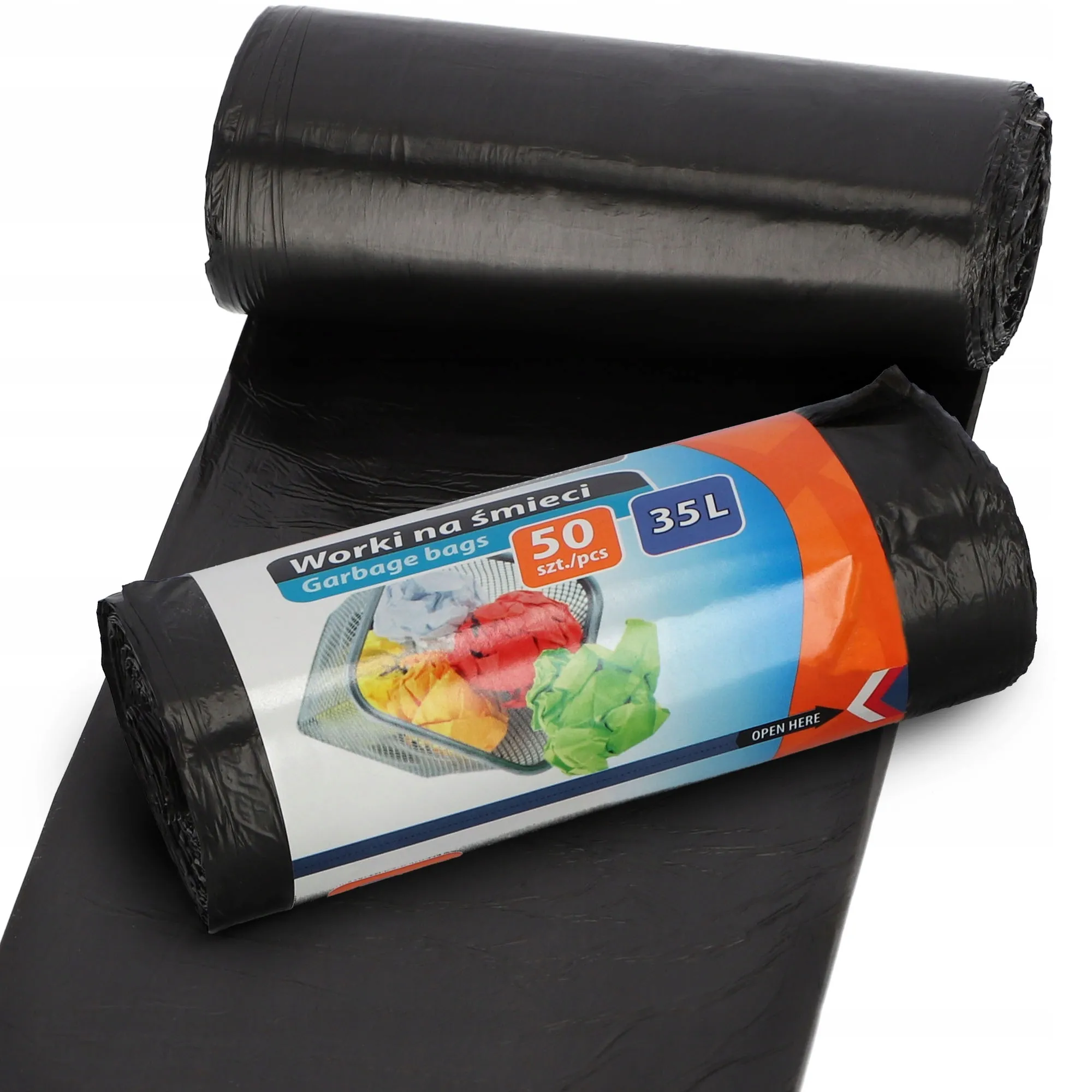 Ravi HDPE šiukšlių maišai, juodi, 35 l, 50 vnt.
