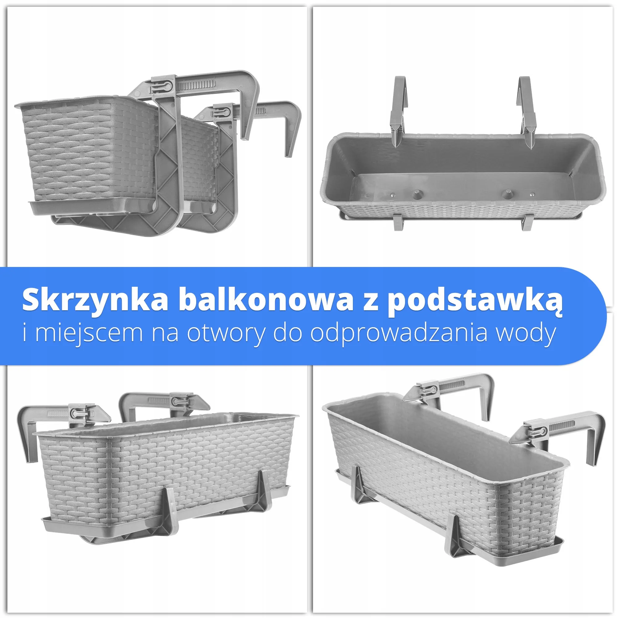 Balkono dėžė su rankenomis 40 + 60 cm