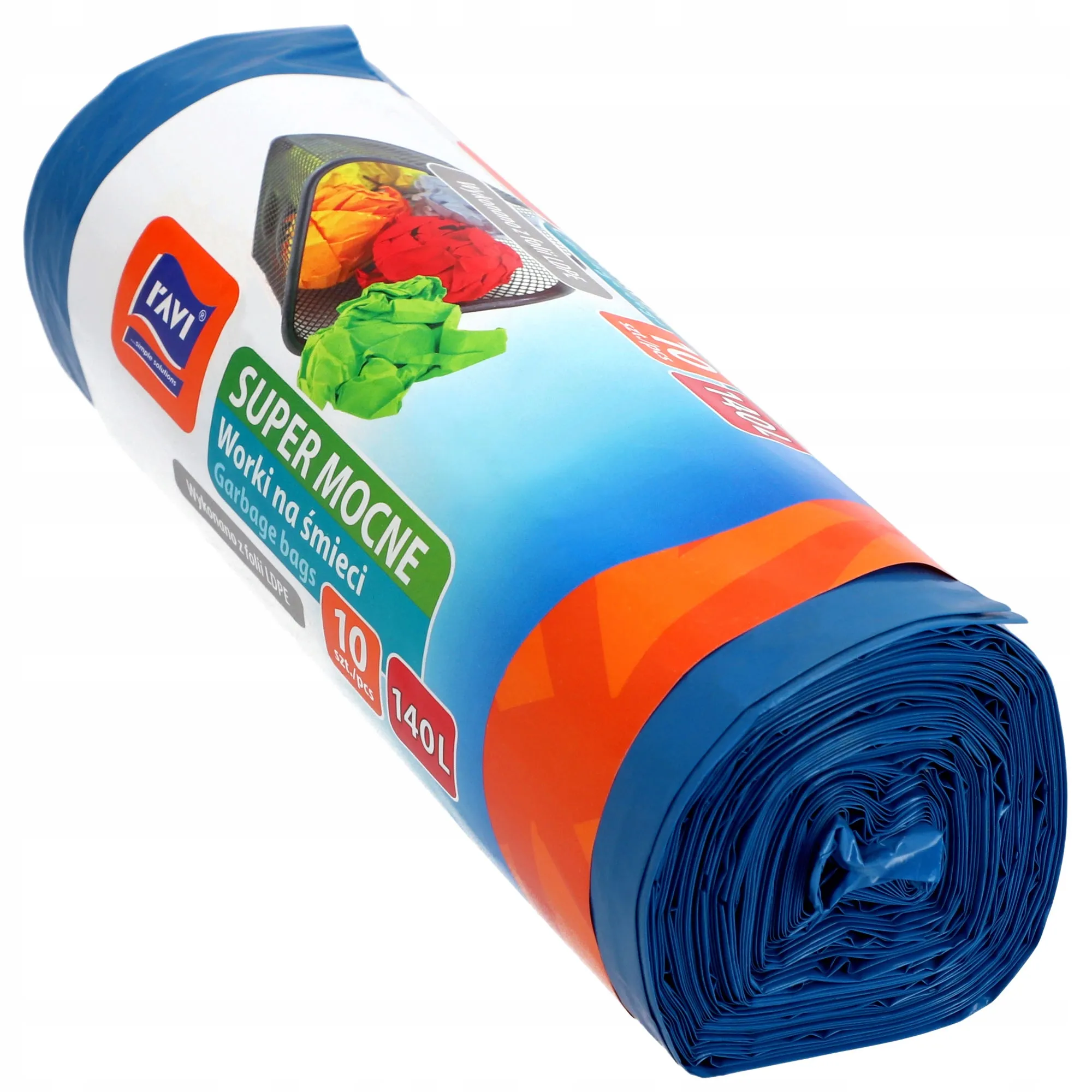 „Ravi“ itin tvirti LDPE šiukšlių maišai, 140 l, 10 vnt.