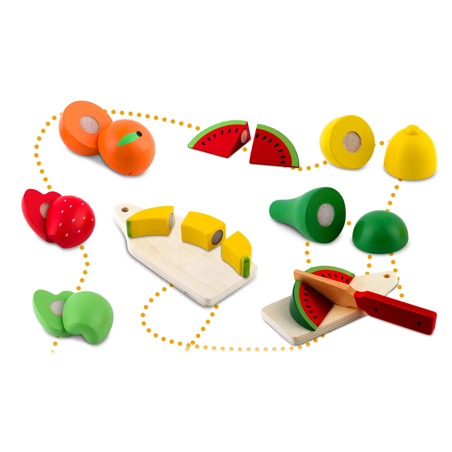 Medinis žaislų krepšelis su vaisiais pjaustymui, 9 vnt. RK-870 Ricokids - nuotrauka 1