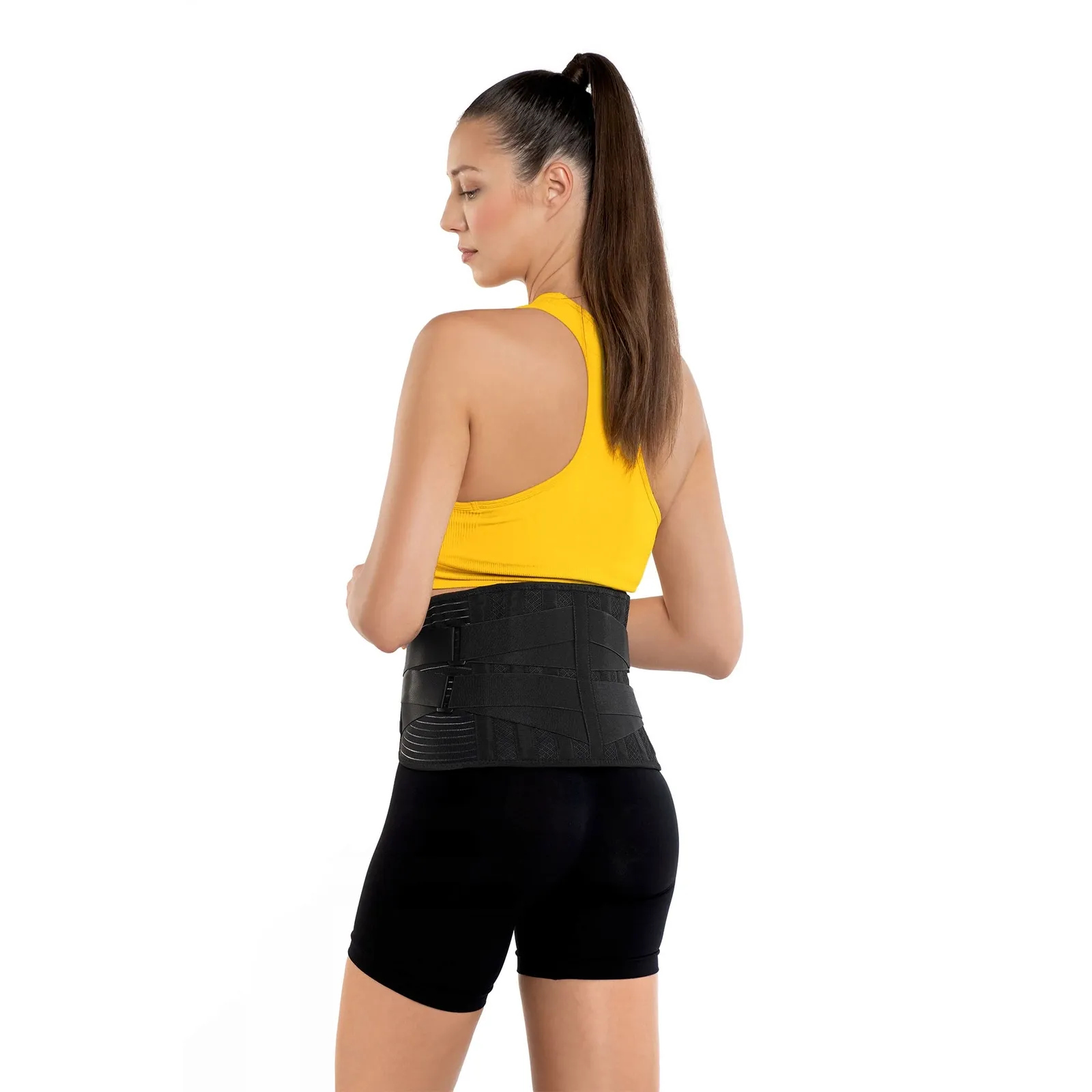 XL dydžio juodos spalvos ortopedinis diržas juosmens stuburui