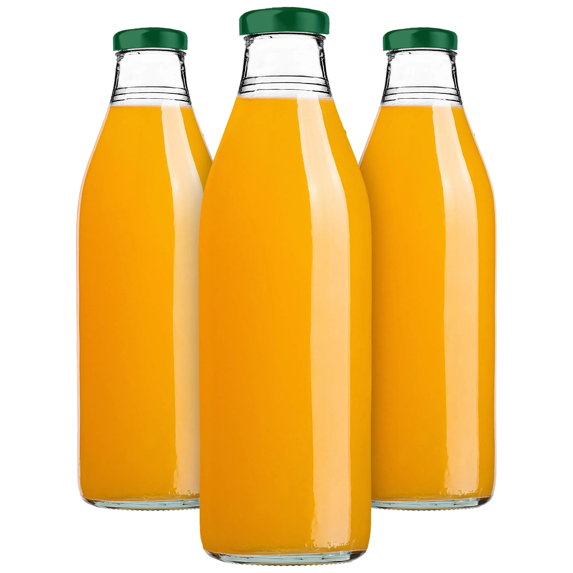 Arvigo 1 l stiklinis sulčių butelis su žaliu dangteliu, 3 vnt.