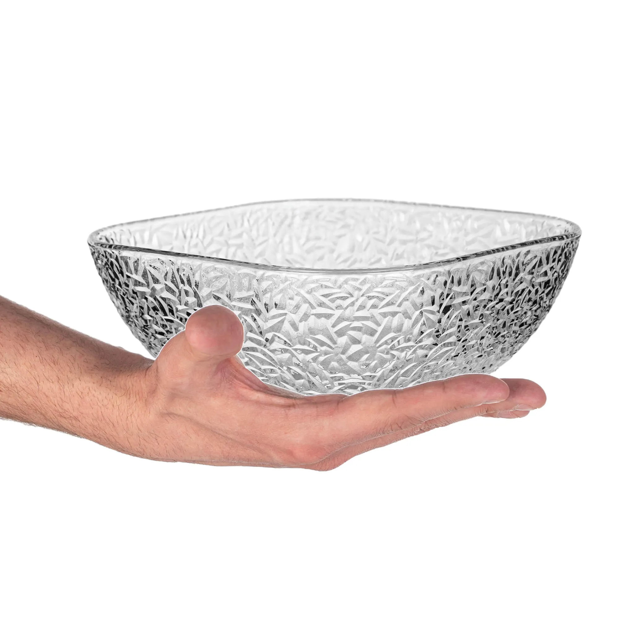 Venosa stikliniai salotų dubenėliai, 20 cm, su ledo raštu, 6 vnt.