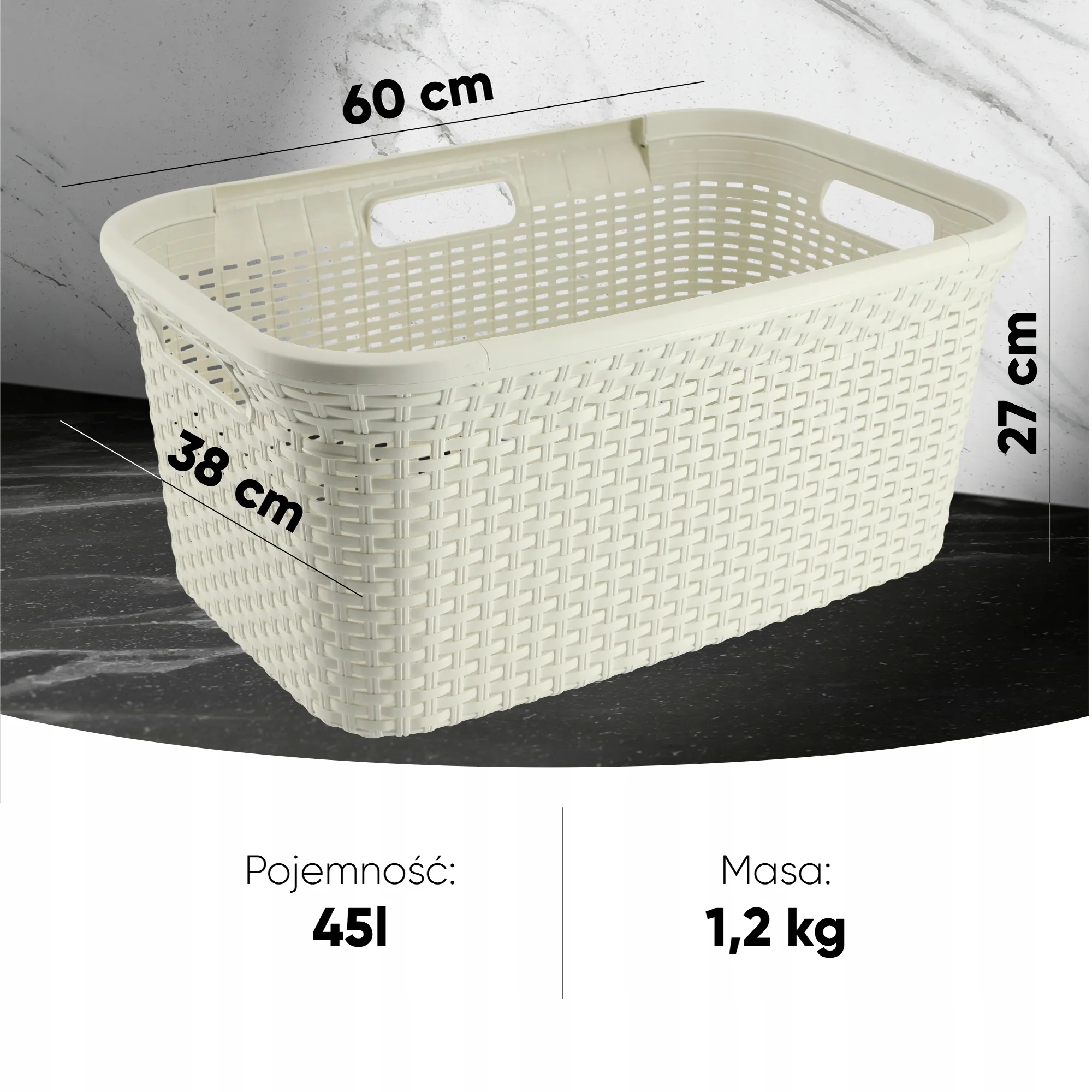 40 litrų krepšys su dangčiu + 45 litrų konteineris „Curver Natural Style“ kreminės spalvos