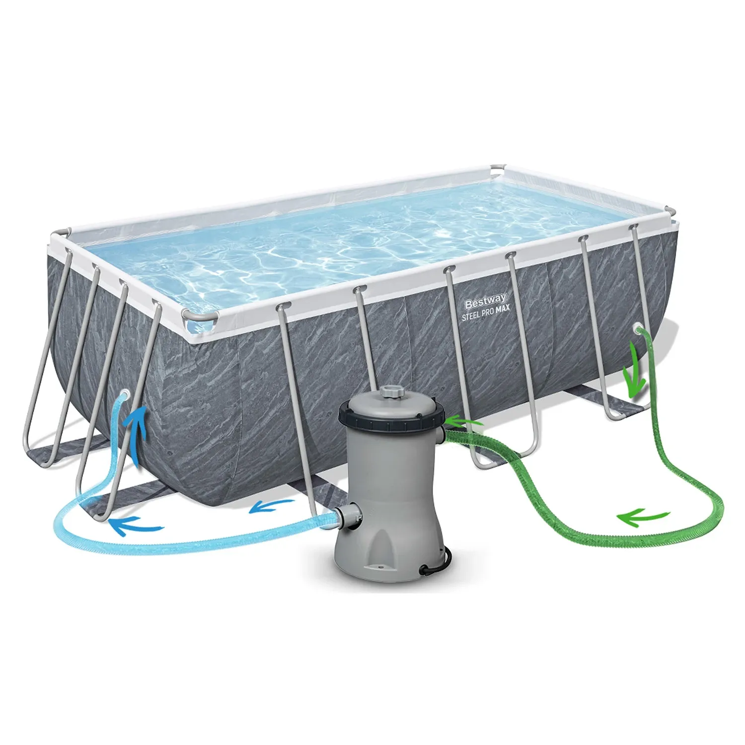 Karkasinis sodo baseinas 412 x 201 x 122 cm, 17 viename, „Bestway 56722“ - nuotrauka 1