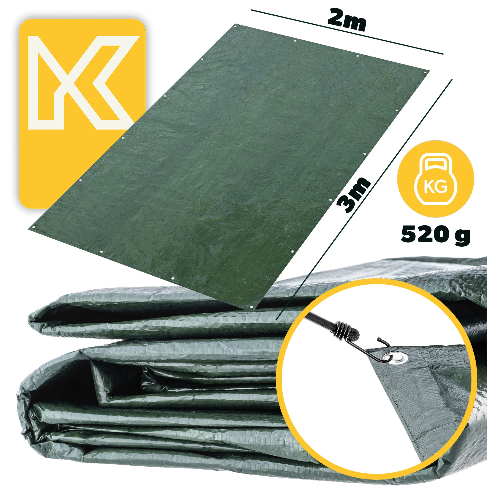 Korso sodo dangos tentas 2x3m, žalias